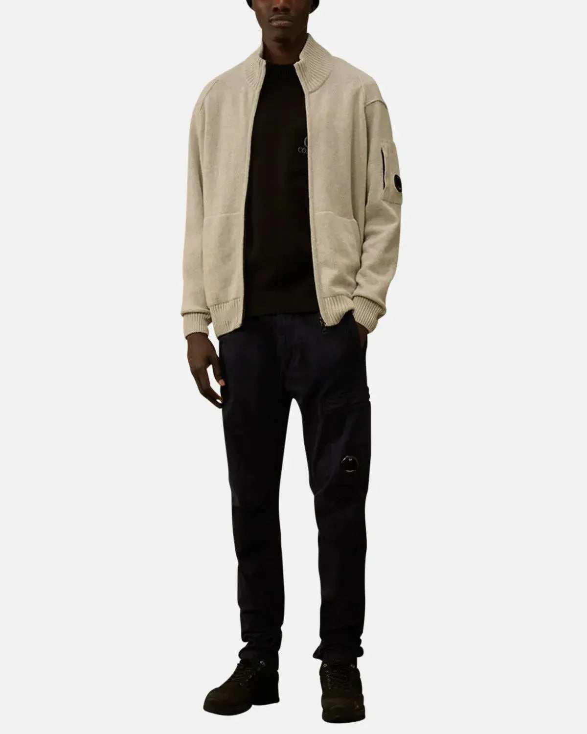 CP COMPANY-CP COMPANY SOFT COTTON STRETCH CHEST POCKET CREWNECK KNIT BLACK-NORTHERN THREADS DESIGNER MENSWEAR