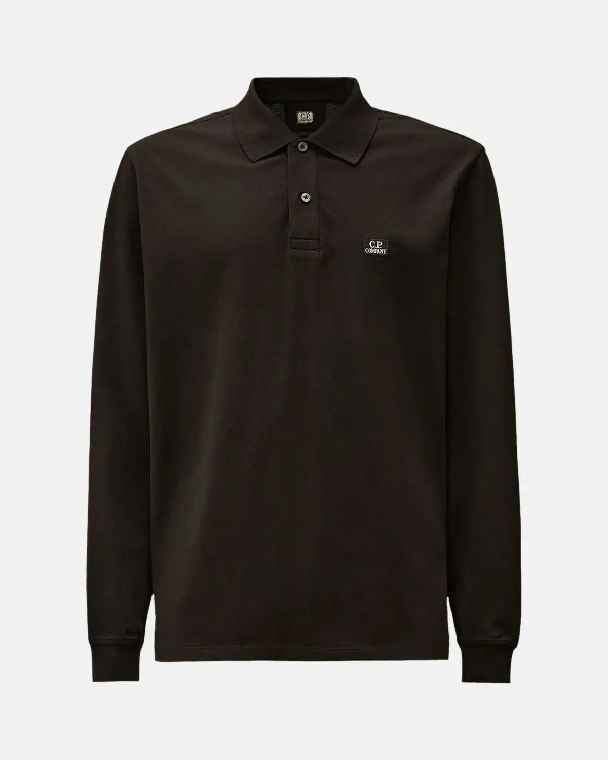 CP COMPANY-CP COMPANY STRETCH PIQUET LONGSLEEVE POLO BLACK-NORTHERN THREADS DESIGNER MENSWEAR