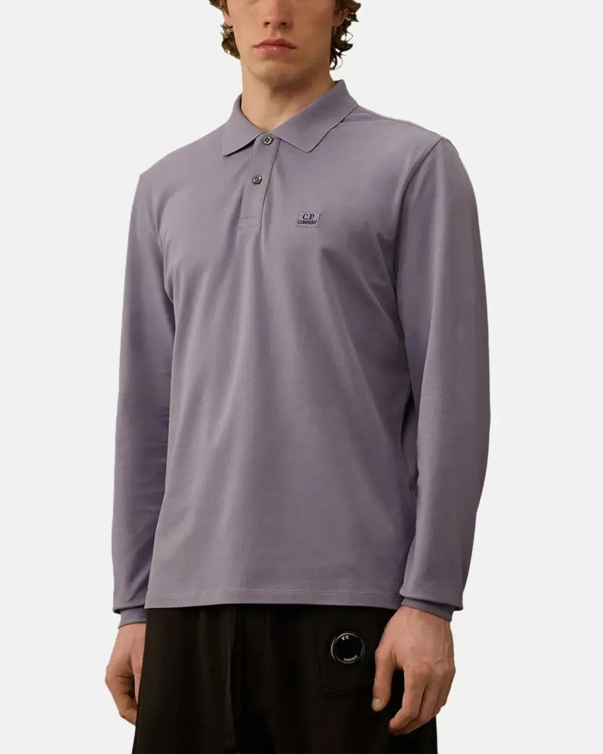 CP COMPANY-CP COMPANY STRETCH PIQUET LONGSLEEVE POLO LAVENDER-NORTHERN THREADS DESIGNER MENSWEAR