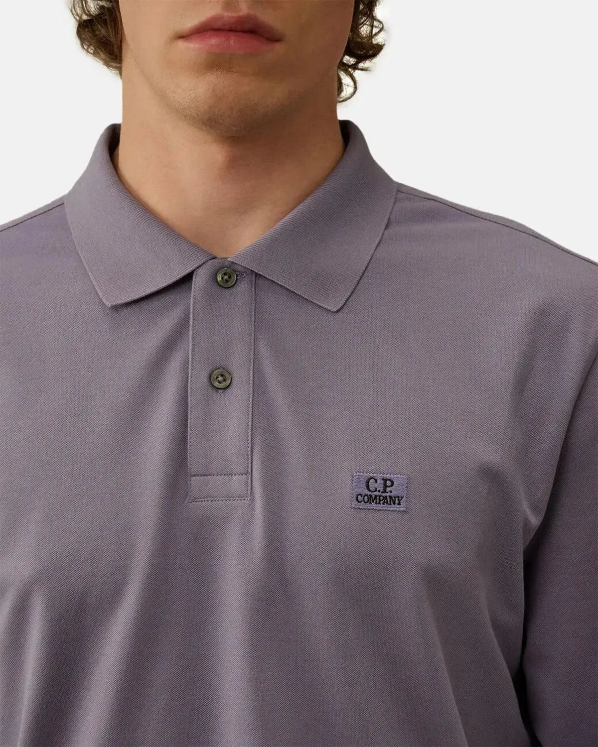 CP COMPANY-CP COMPANY STRETCH PIQUET LONGSLEEVE POLO LAVENDER-NORTHERN THREADS DESIGNER MENSWEAR