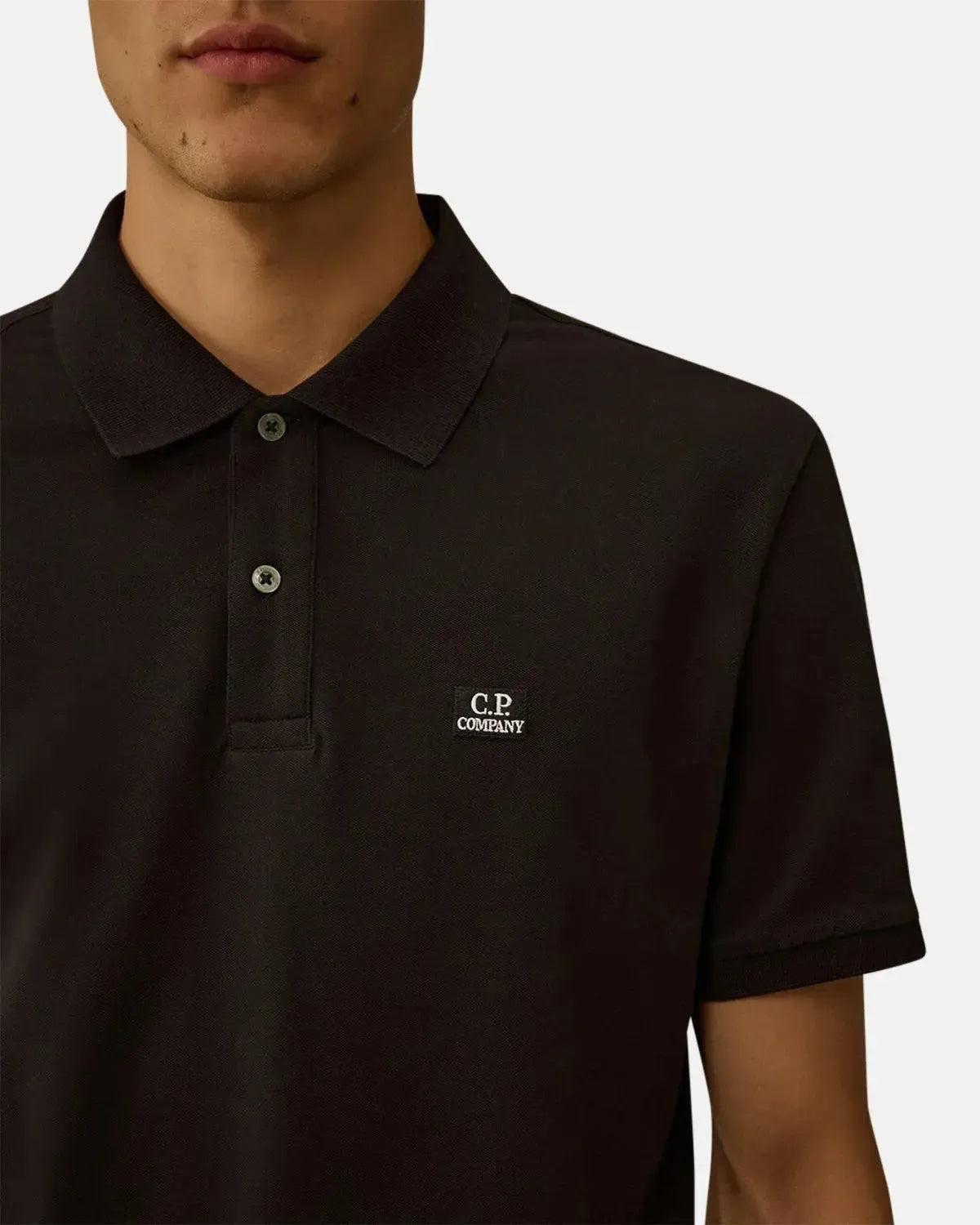 CP COMPANY-CP COMPANY STRETCH PIQUET SHORT SLEEVE POLO BLACK-NORTHERN THREADS DESIGNER MENSWEAR