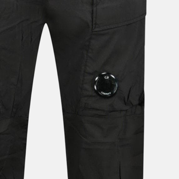 CP Company Cuffed 50 Fili Stretch Cargo Pants Black | Northern Threads Designer Menswear