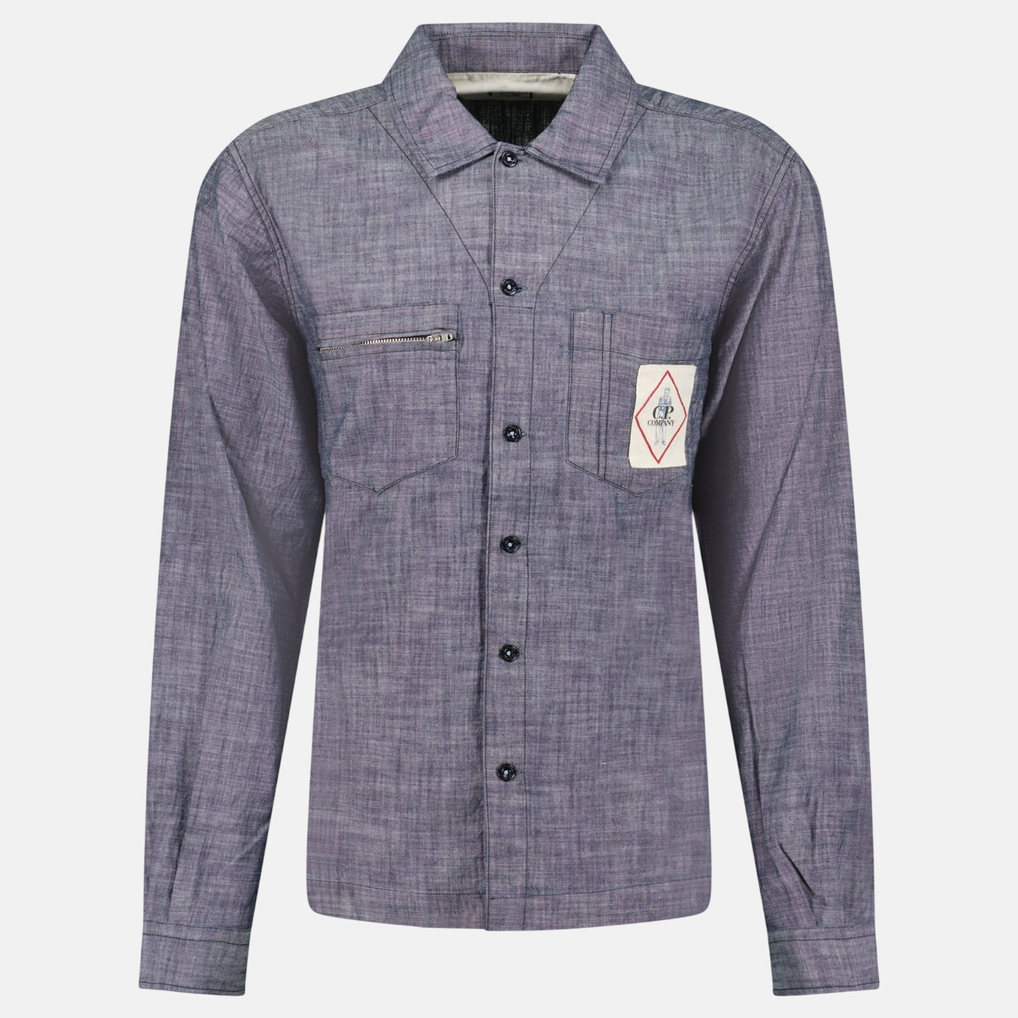 CP Company Denim Chambray Long - Sleeve Shirt Blue - B4 - northern threads uk
