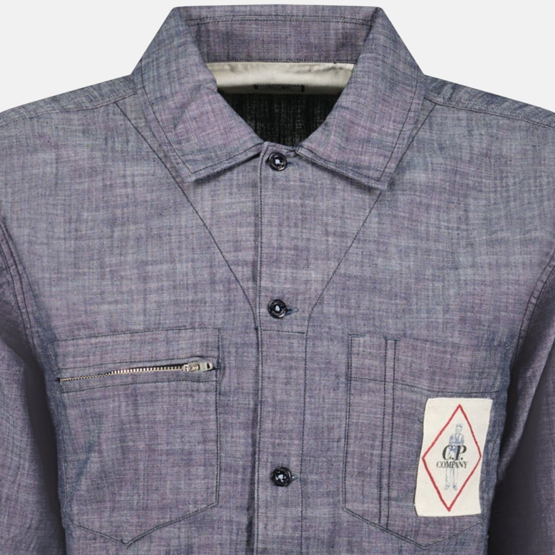 CP Company Denim Chambray Long - Sleeve Shirt Blue - northern threads