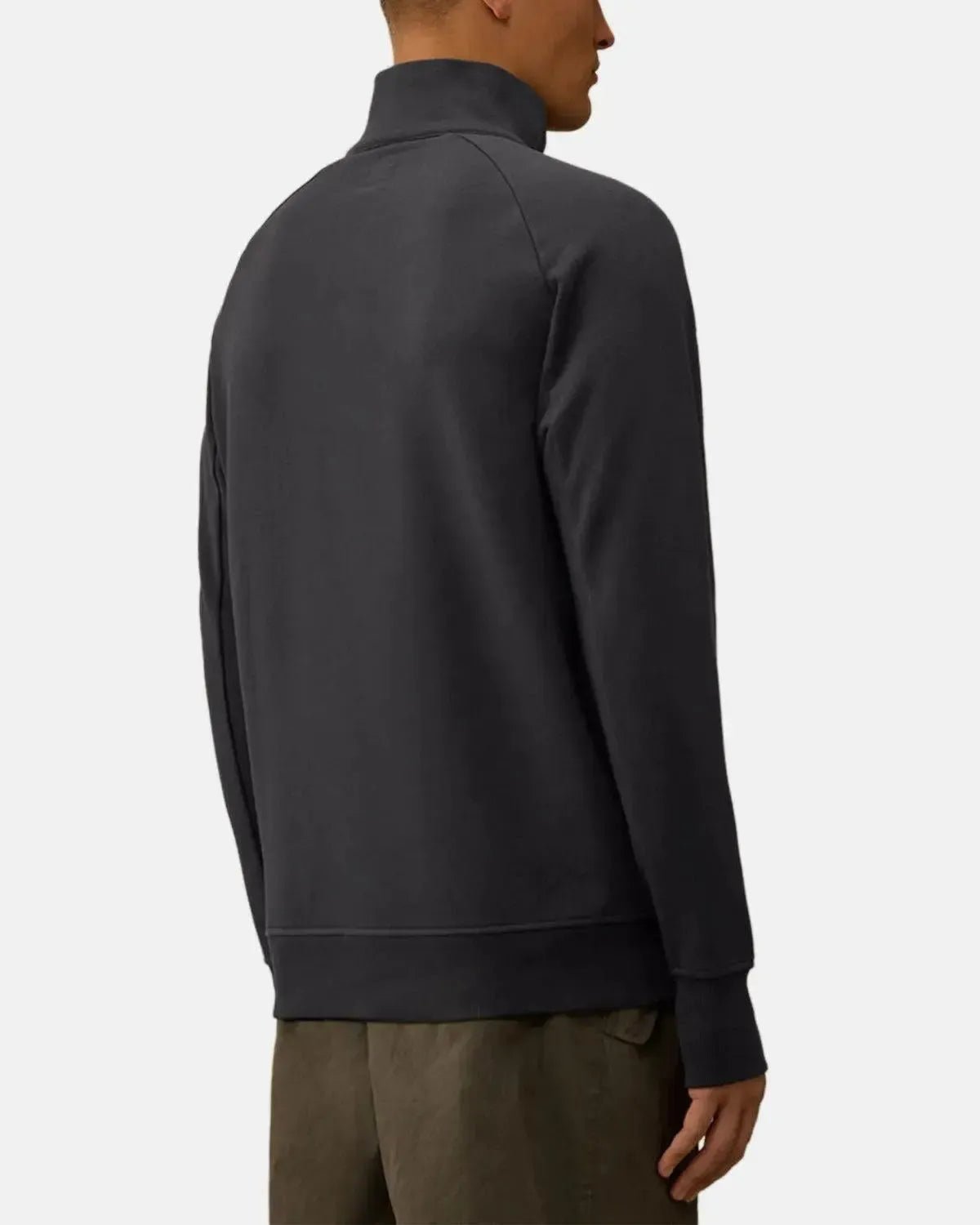 CP COMPANY DIAGONAL RAISED FLEECE 1/4 ZIP SWEATSHIRT TOTAL ECLIPSE - CP-COMPANY-19CMSS153A-005086W-888-M - northern threads uk