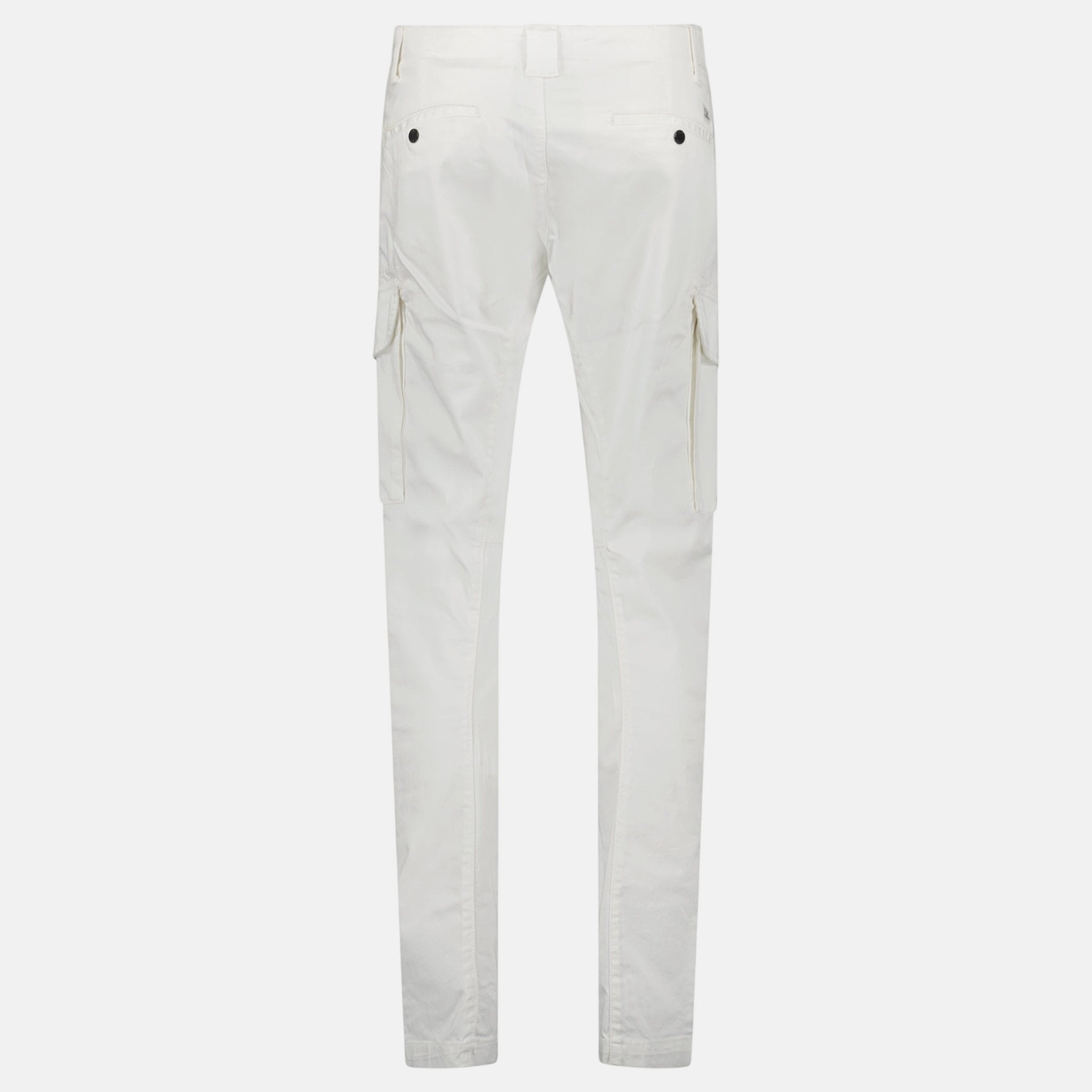 CP Company Ergonomic Stretch Sateen Cargo Lens Pants Gauze White - northern threads