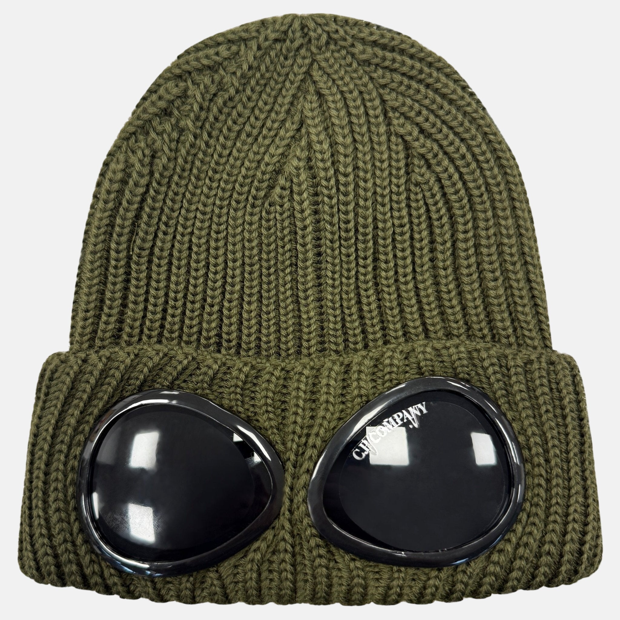 CP Company Extra Fine Merino Wool Goggle Beanie Hat Ivy Green - G5 - northern threads uk