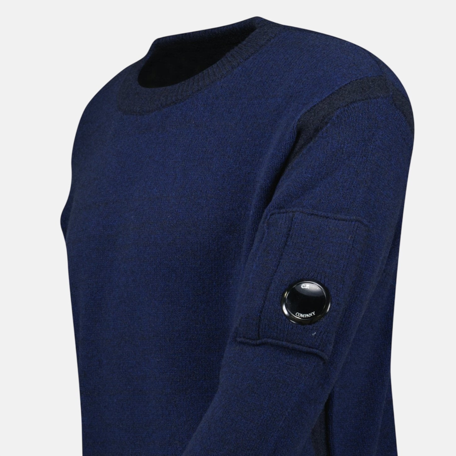 CP Company Fleece Knit Crewneck Vanise Lens Knit Jumper Estate Blue - O10 - northern threads uk