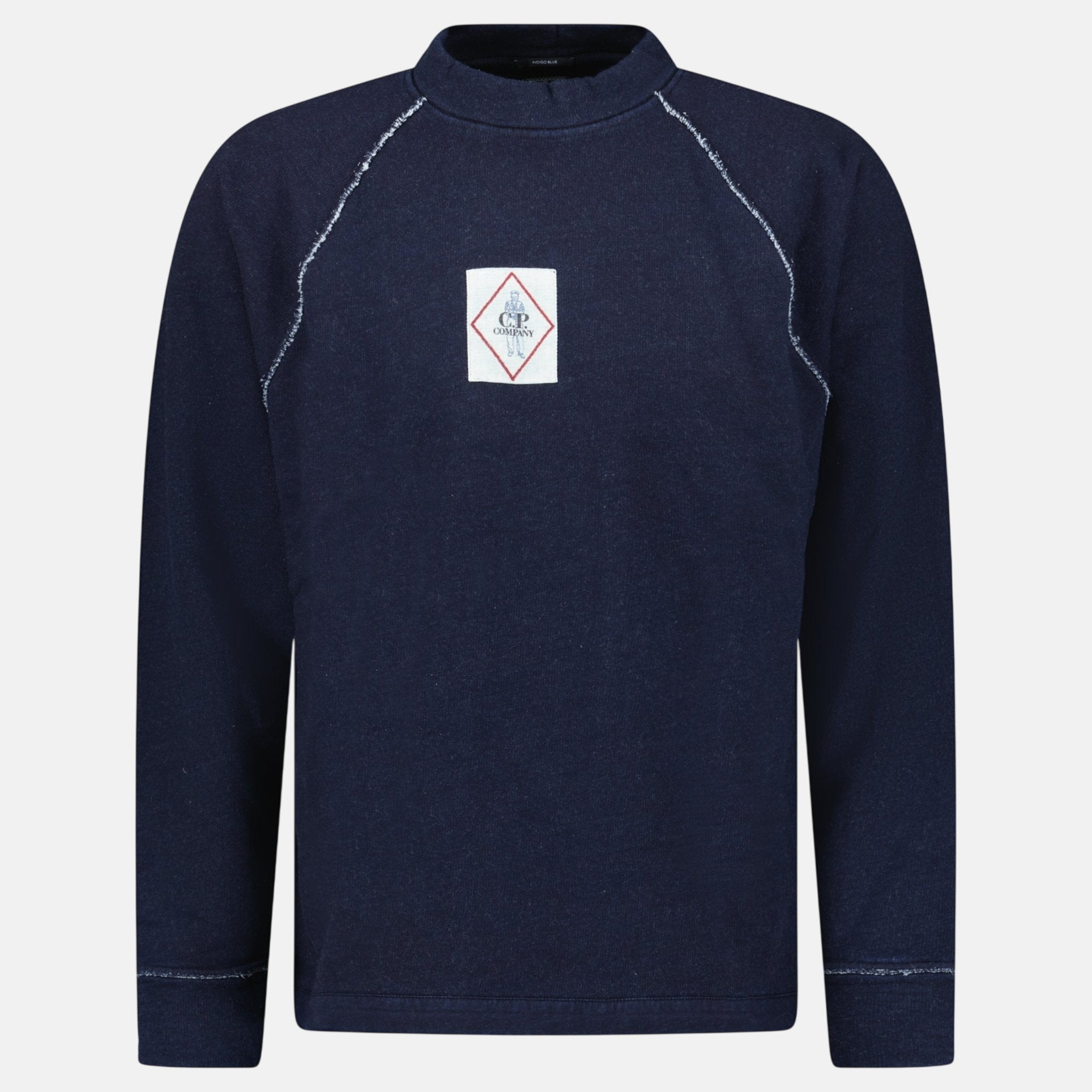 CP Company Fleece Vanise Logo Sweatshirt Denim Indigo - A2 - northern threads uk