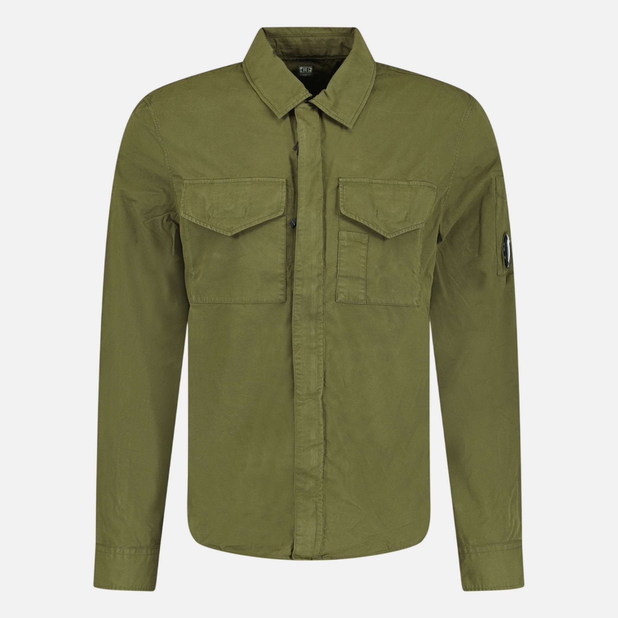 CP Company Gabardine Lens Zip Overshirt Jacket Green - C45 - northern threads uk