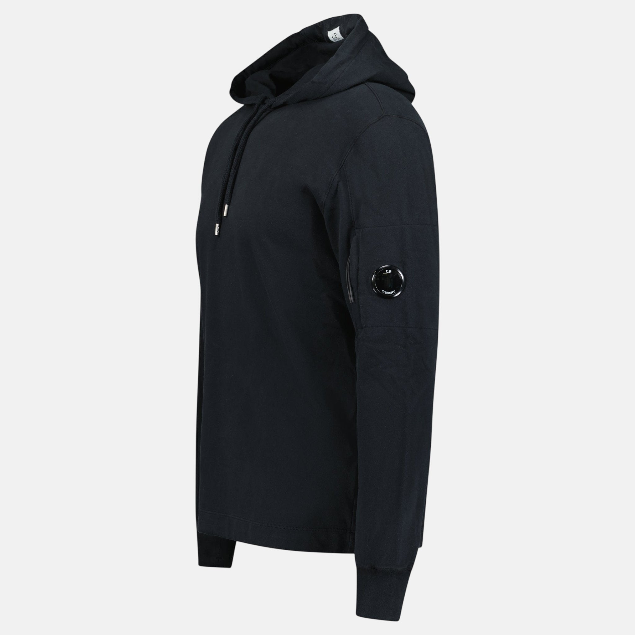 CP Company Hooded Lens Light Fleece Sweatshirt Black - northern threads
