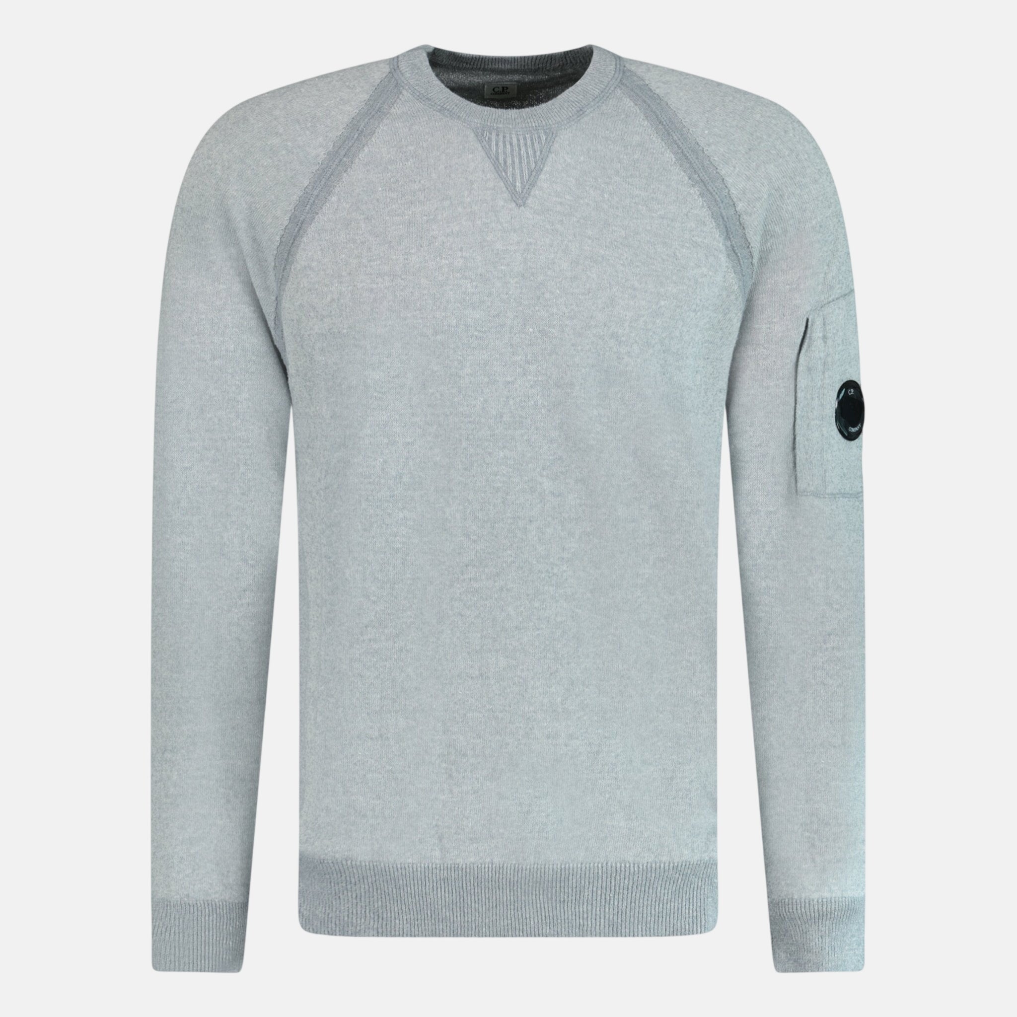 CP Company Knit Arm Lens Sweatshirt Grey - A24 - northern threads uk