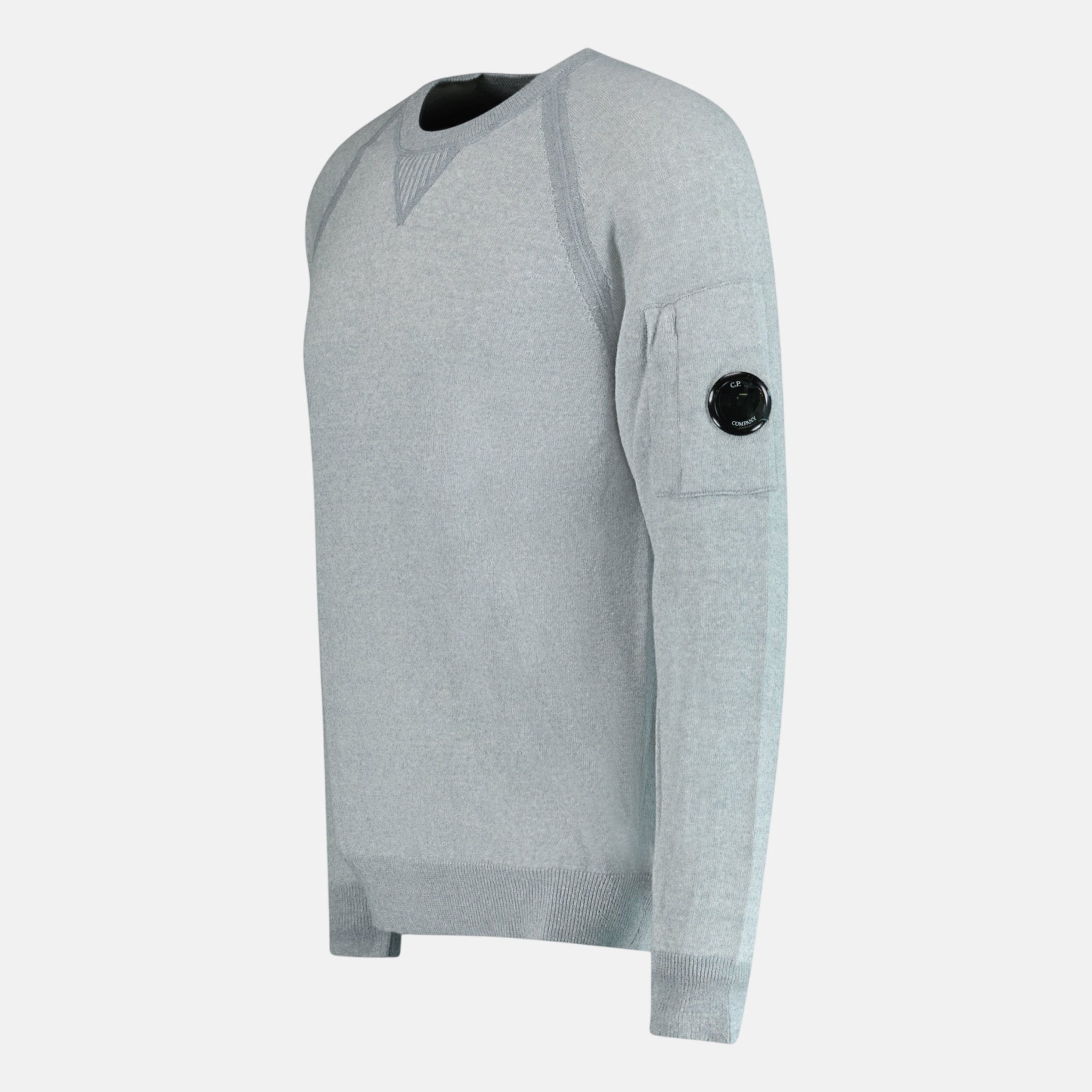 CP Company Knit Arm Lens Sweatshirt Grey - northern threads