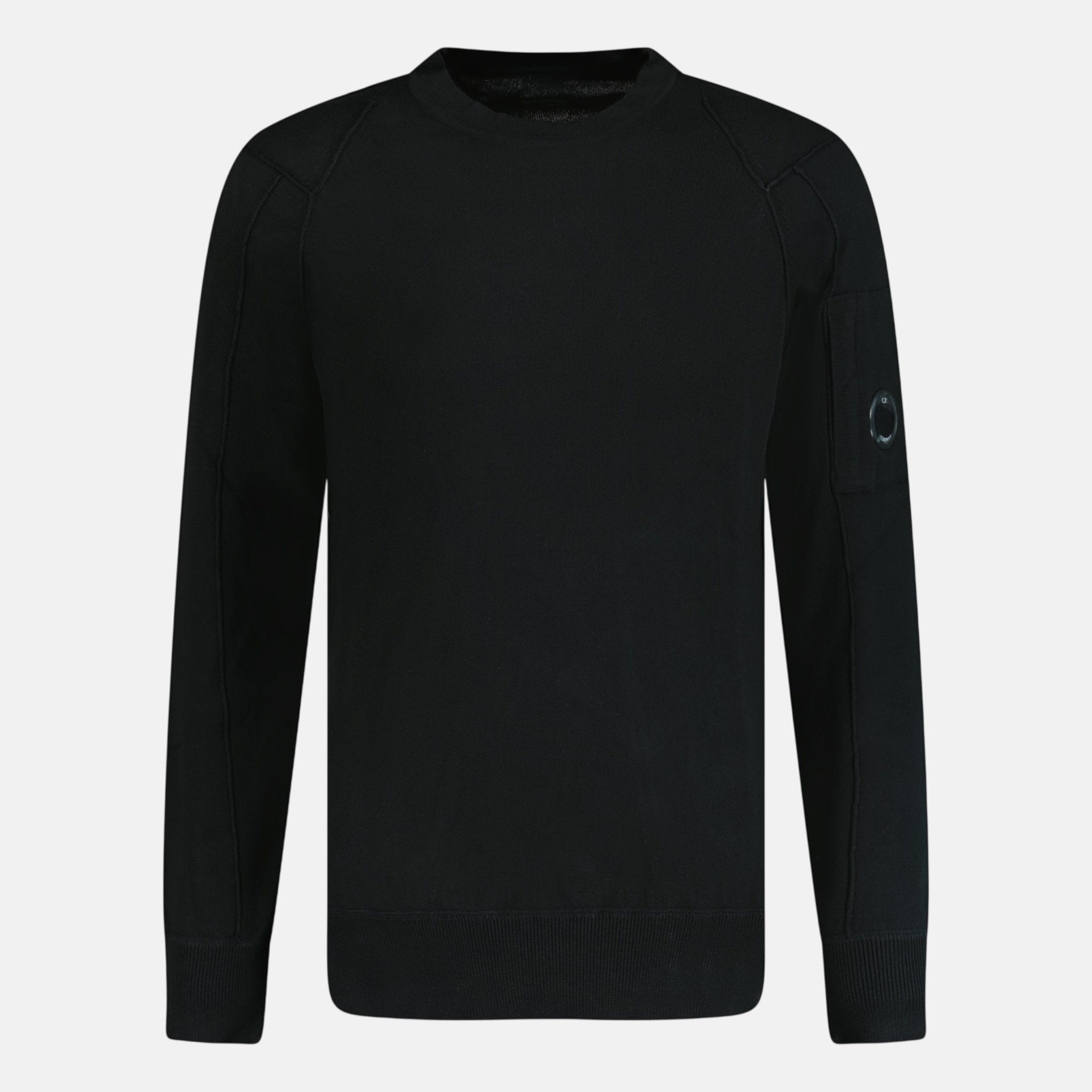 CP Company Knitted Cotton Lens Sweatshirt Black - C43 - northern threads uk