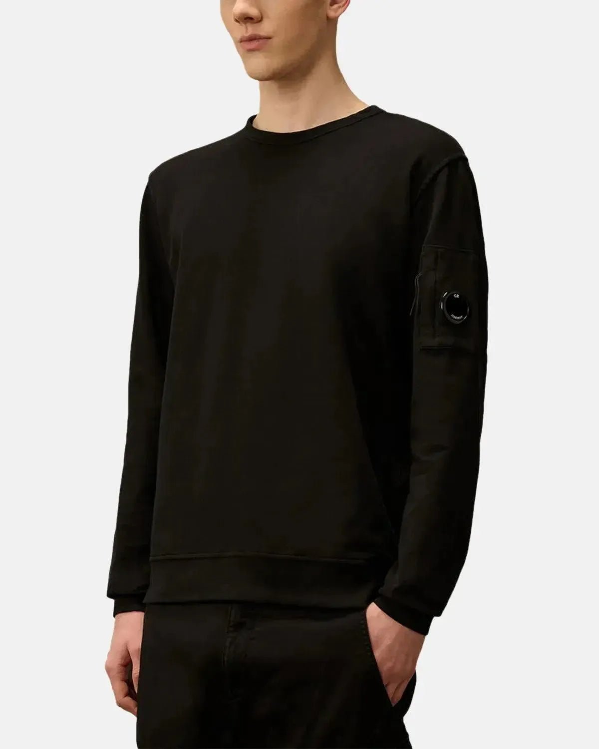 CP Company Light Fleece Crewneck Lens Sweatshirt Black | Northern Threads Designer Menswear