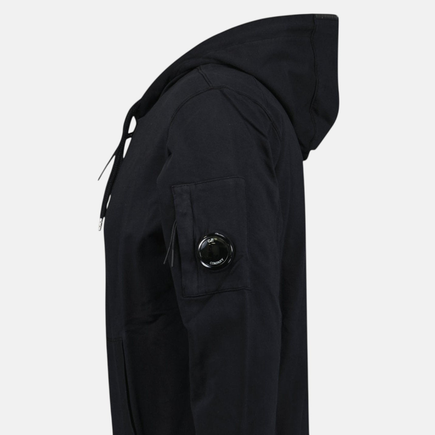 CP Company Light Fleece Lens Zip Hoodie Black - O6 - northern threads uk