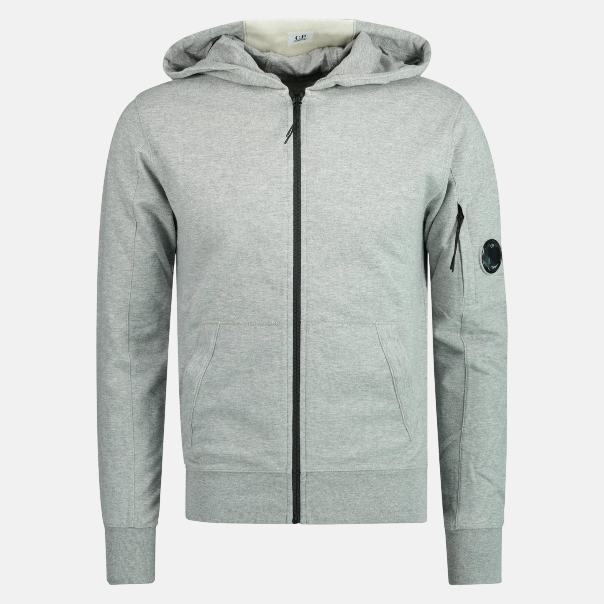 CP Company Light Fleece Lens Zip Hoodie Grey - O12 - northern threads uk