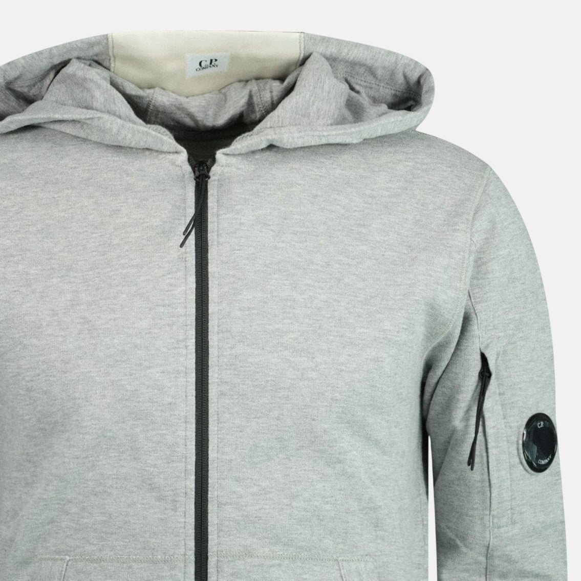 CP Company Light Fleece Lens Zip Hoodie Grey - O12 - northern threads uk