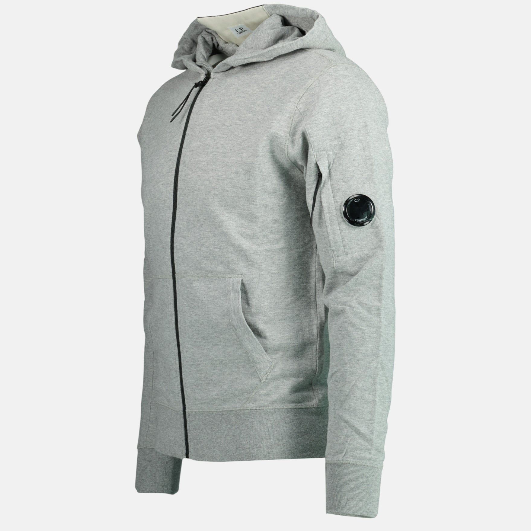 CP Company Light Fleece Lens Zip Hoodie Grey - O12 - northern threads uk
