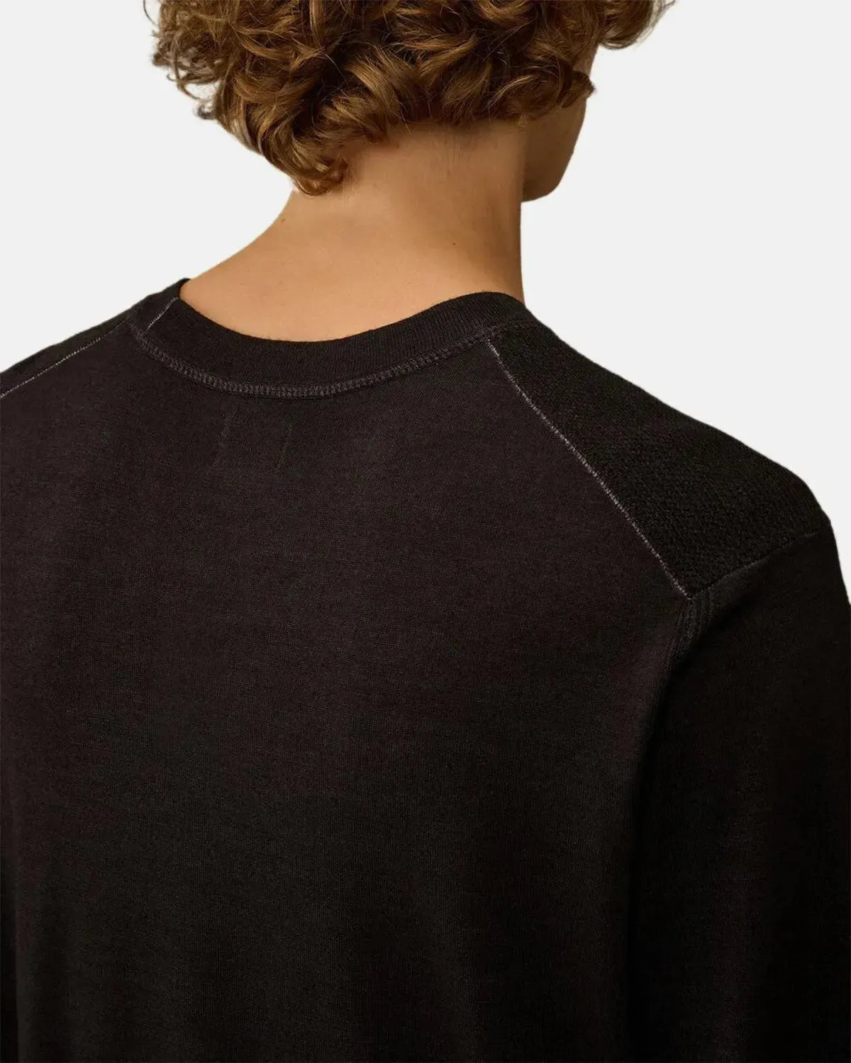 CP COMPANY MERINO WOOL LENS DETAIL CREWNECK KNIT TOTAL ECLIPSE - CP-COMPANY-19CMKN024A-003247F-888-M - northern threads uk