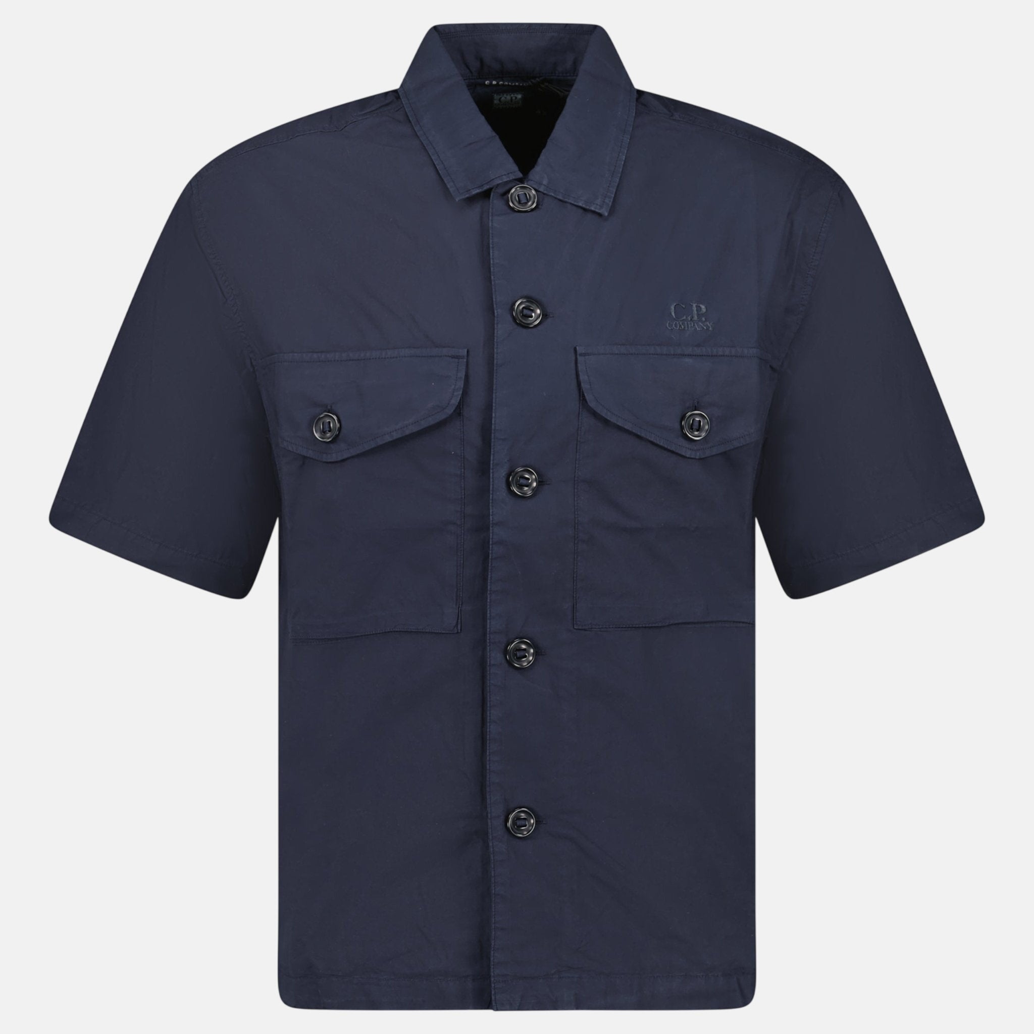 CP Company Popeline Boxy Short Sleeve Shirt Total Eclipse - C15 - northern threads uk