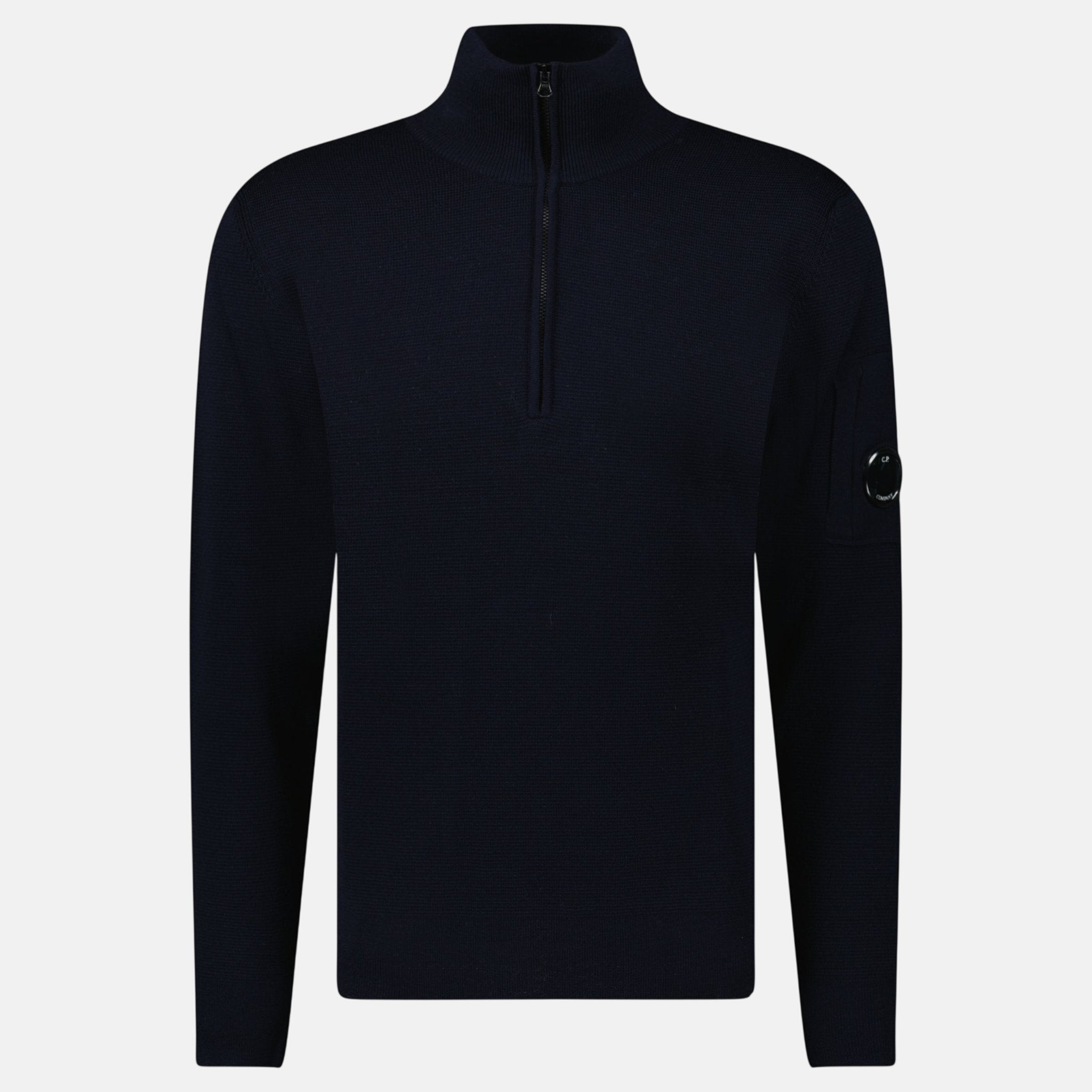 CP Company Re - Wool Half Lens Zip Sweater Navy - A30 - northern threads uk