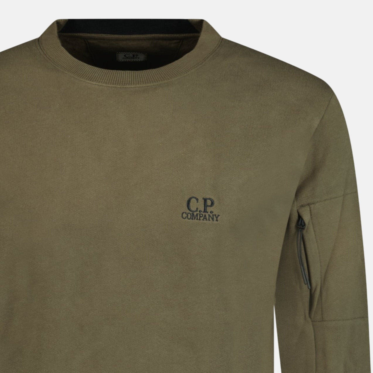 CP Company Stitched Logo Crewneck Sweatshirt Khaki - northern threads