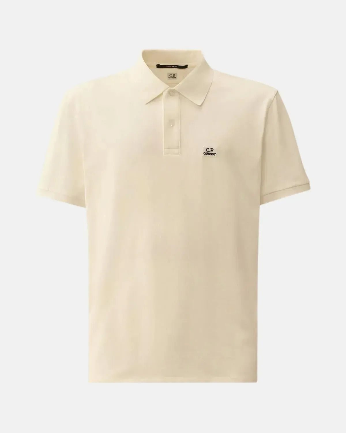 CP COMPANY STRETCH PIQUET LOGO POLO GAUZE WHITE - CP-COMPANY-18CMPL065A005263-103-S - northern threads uk