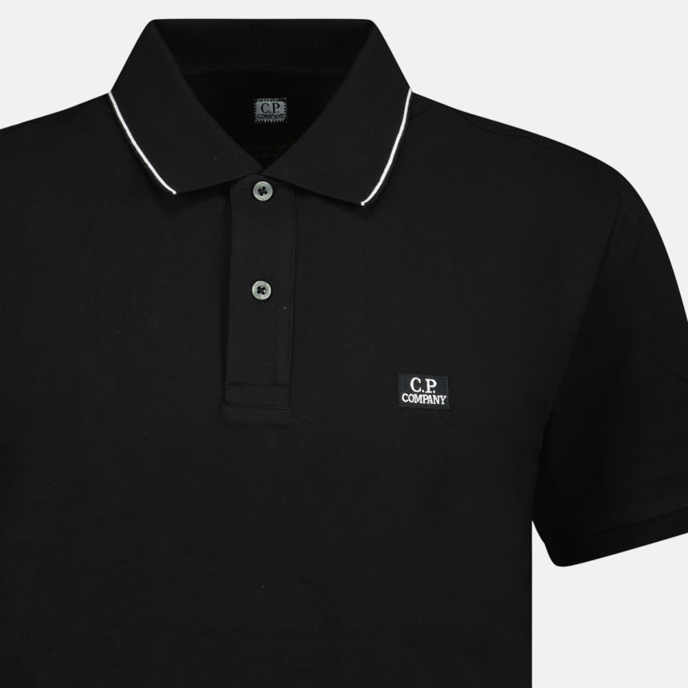 CP Company Stretch Piquet Striped Collar Polo Shirt Black - G14 - northern threads uk