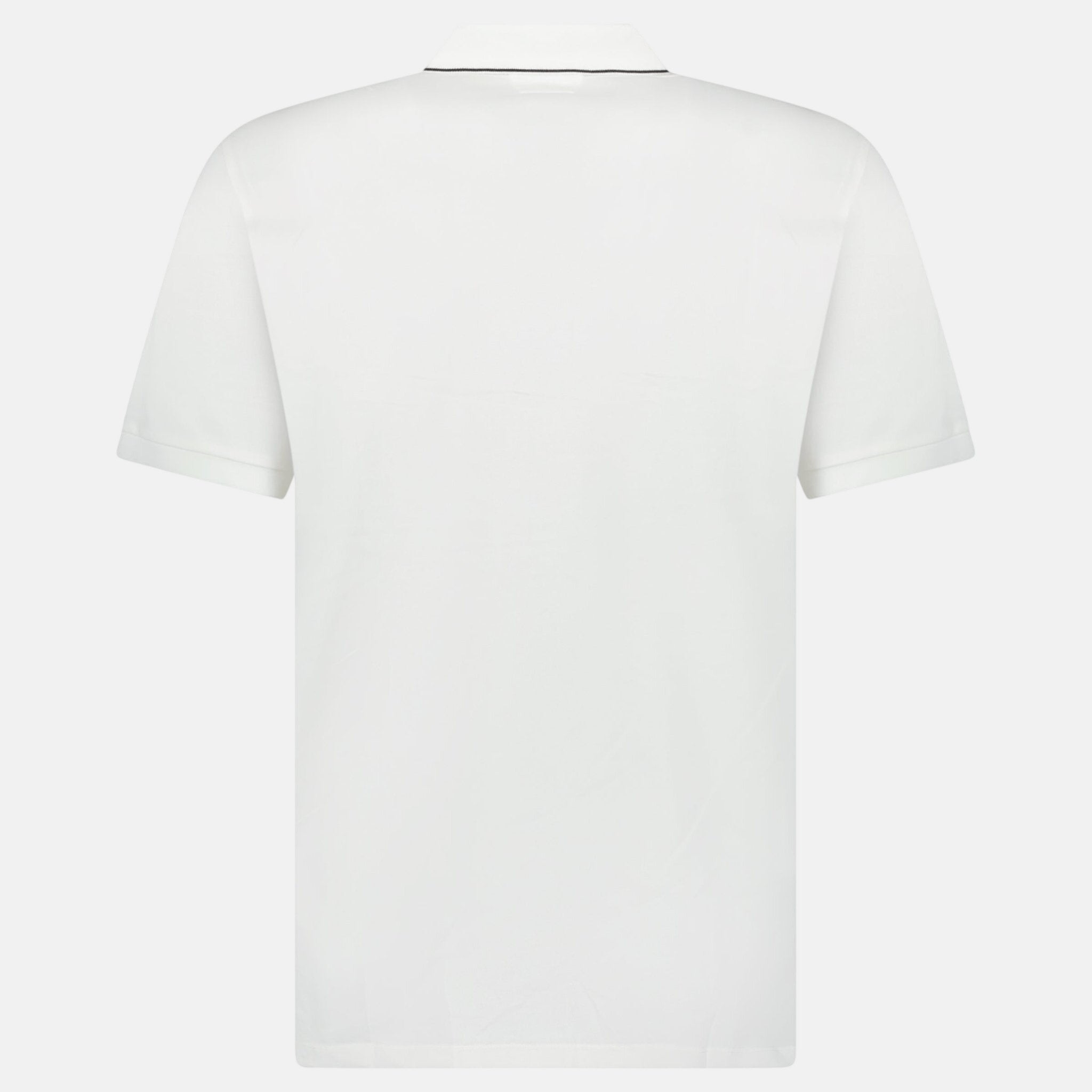 CP Company Stretch Piquet Striped Collar Polo Shirt White - C54 - northern threads uk