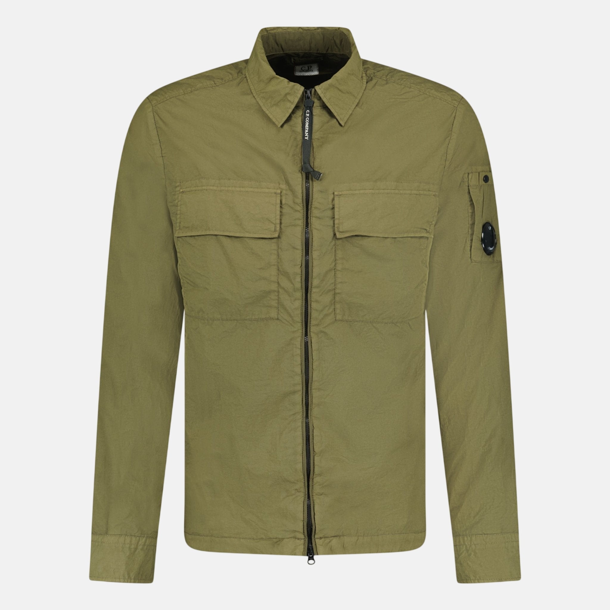 CP Company Taylon - L Lens Chrome Zip - Up Jacket Khaki - C75 - northern threads uk