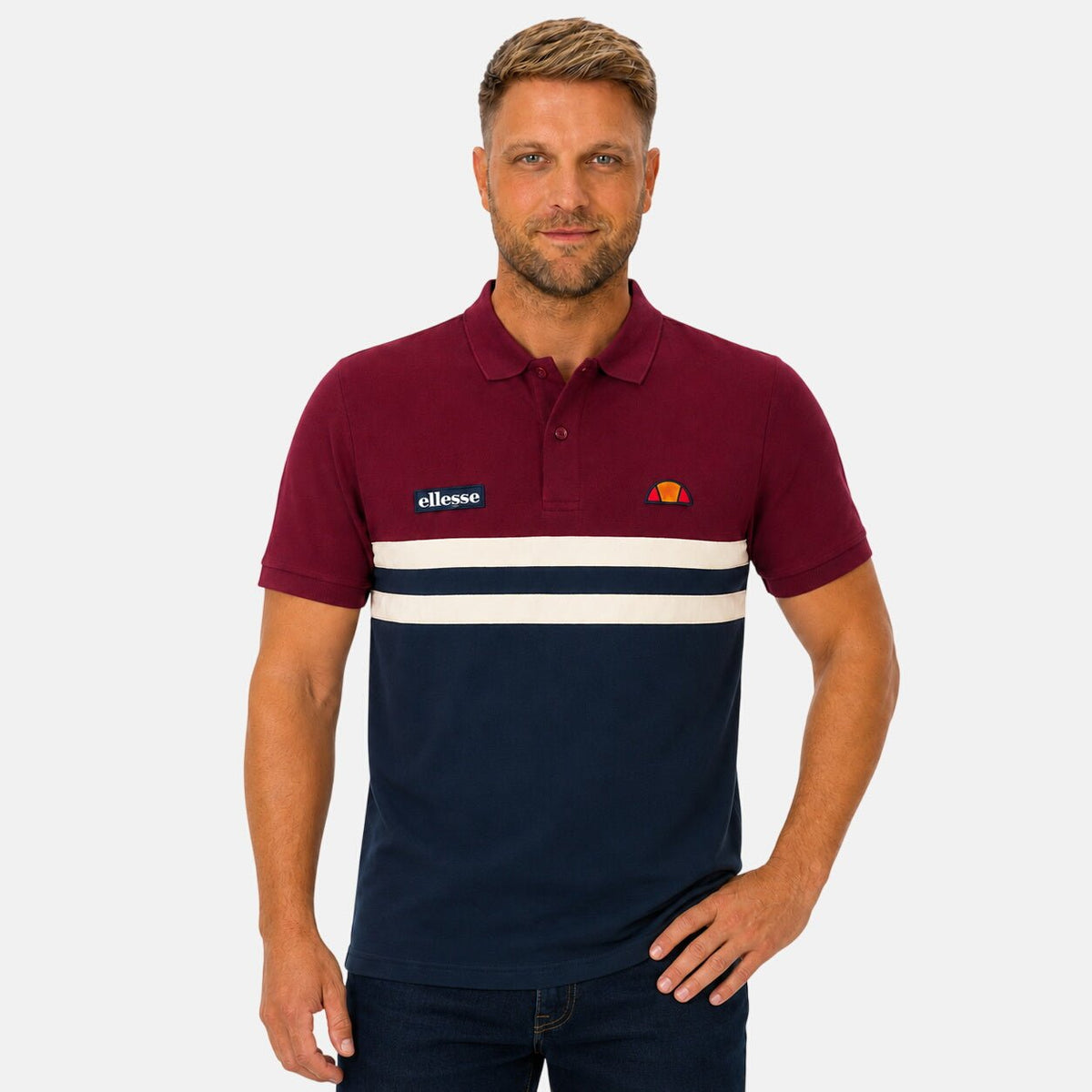 Ellesse Muccia Polo Shirt Burgundy/Navy | Northern Threads Designer Menswear