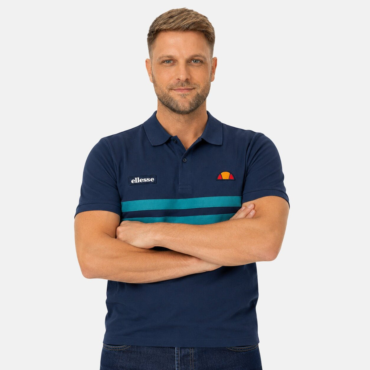 Ellesse Muccia Polo Shirt Navy/Teal | Northern Threads Designer Menswear