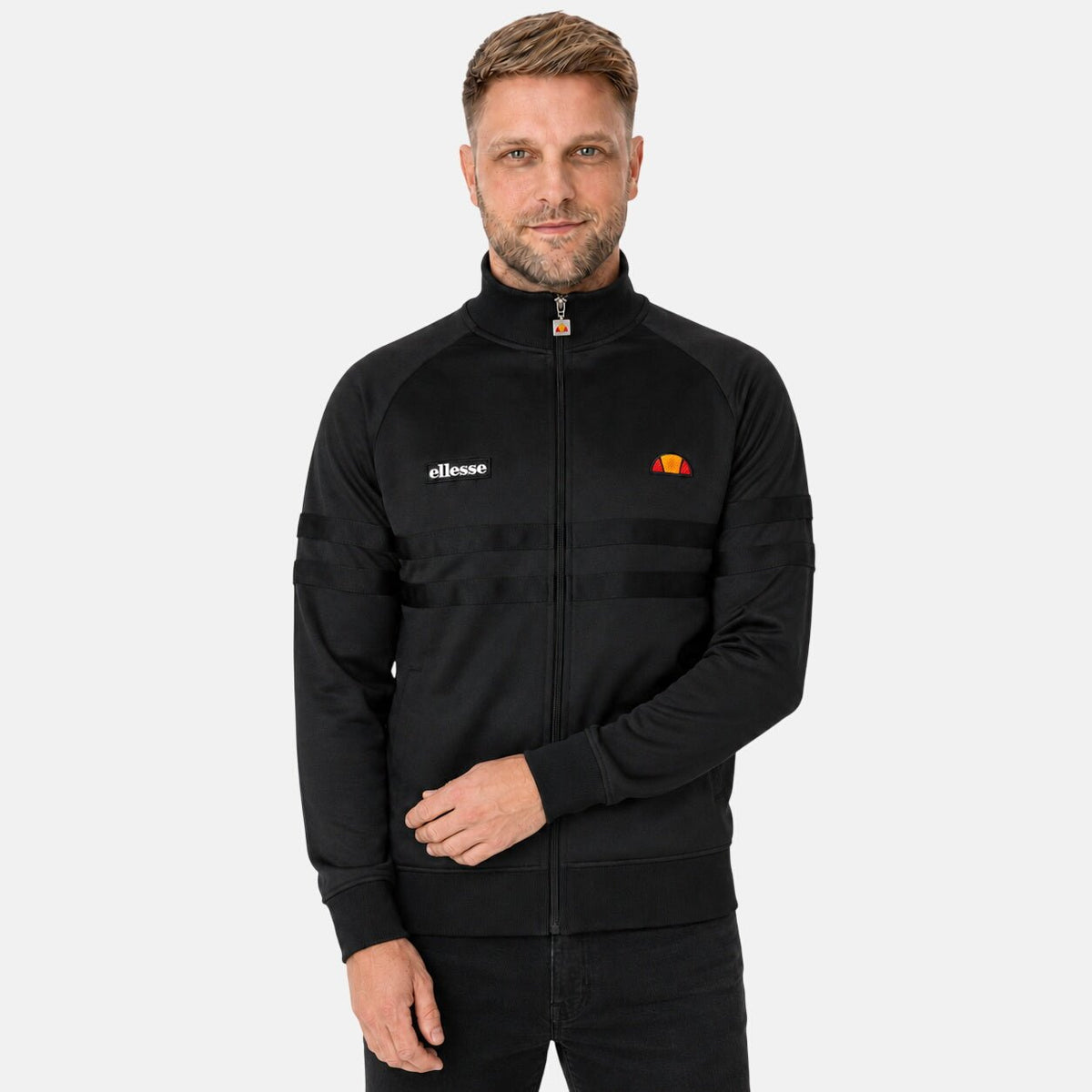 Ellesse Rimini Track Top Jacket Black Mono | Northern Threads Designer Menswear
