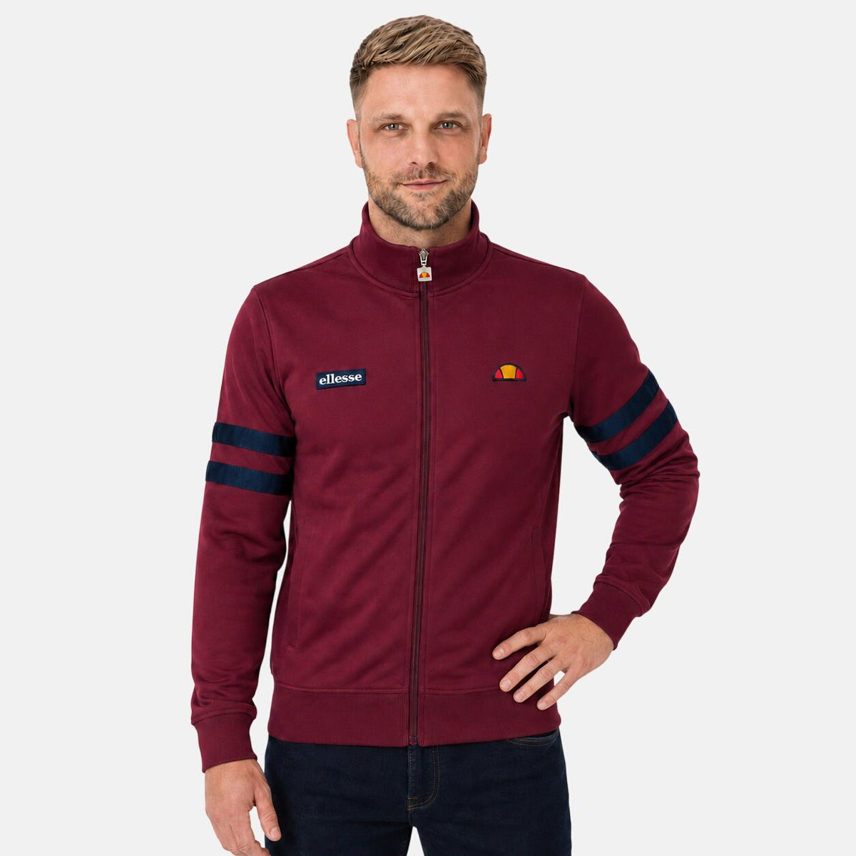 Ellesse Roma Track Top Jacket Burgundy/Navy | Northern Threads Designer Menswear