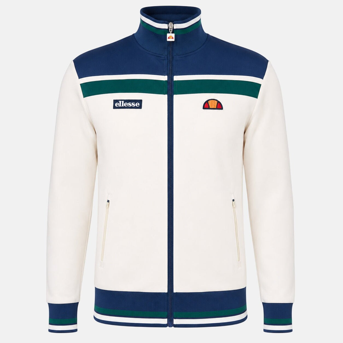Ellesse Vignola Track Top Jacket Ecru/Navy | Northern Threads Designer Menswear