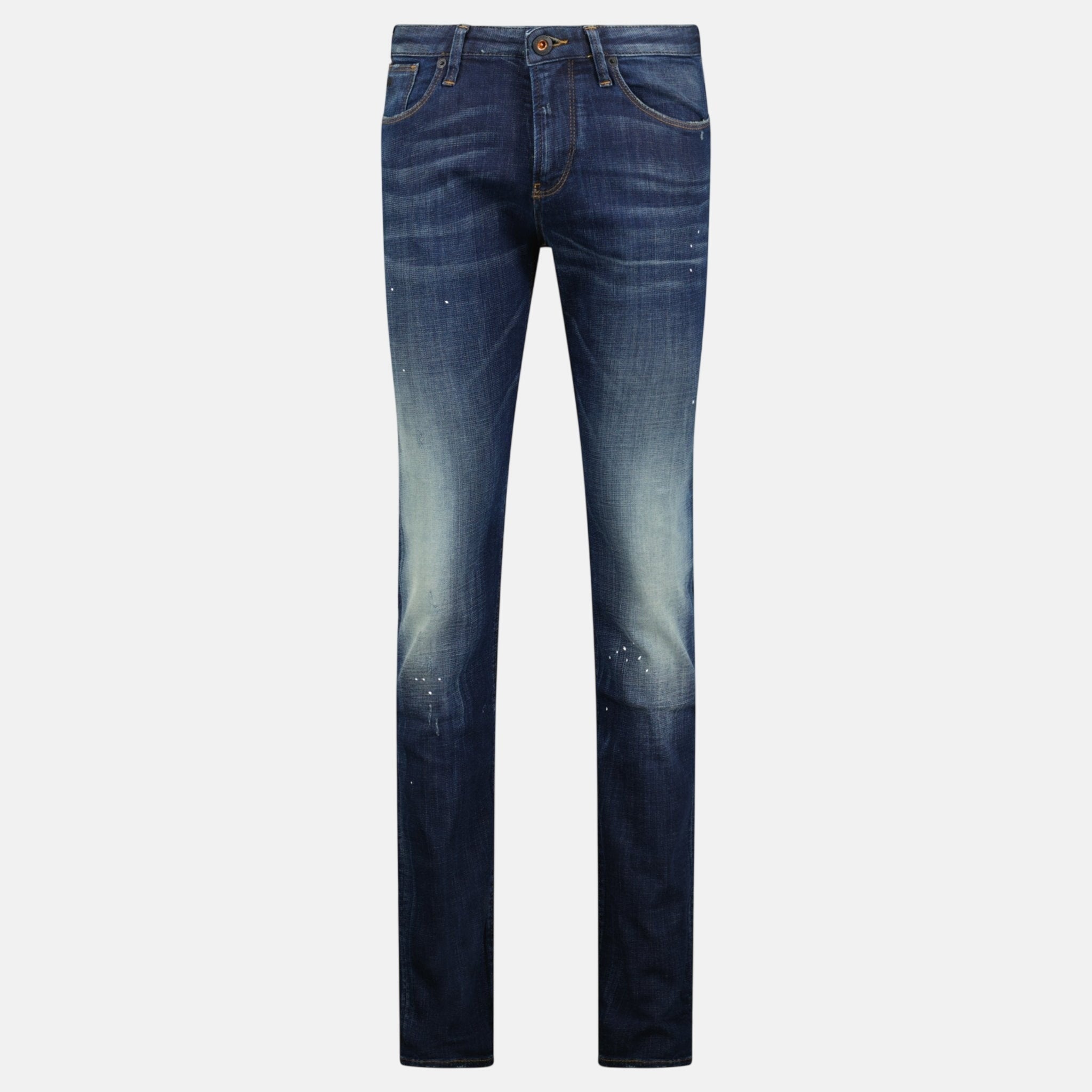 Emporio Armani J06 Slim Fit 5 Pocket Paint Splatter Jeans Blue - A4 - northern threads uk
