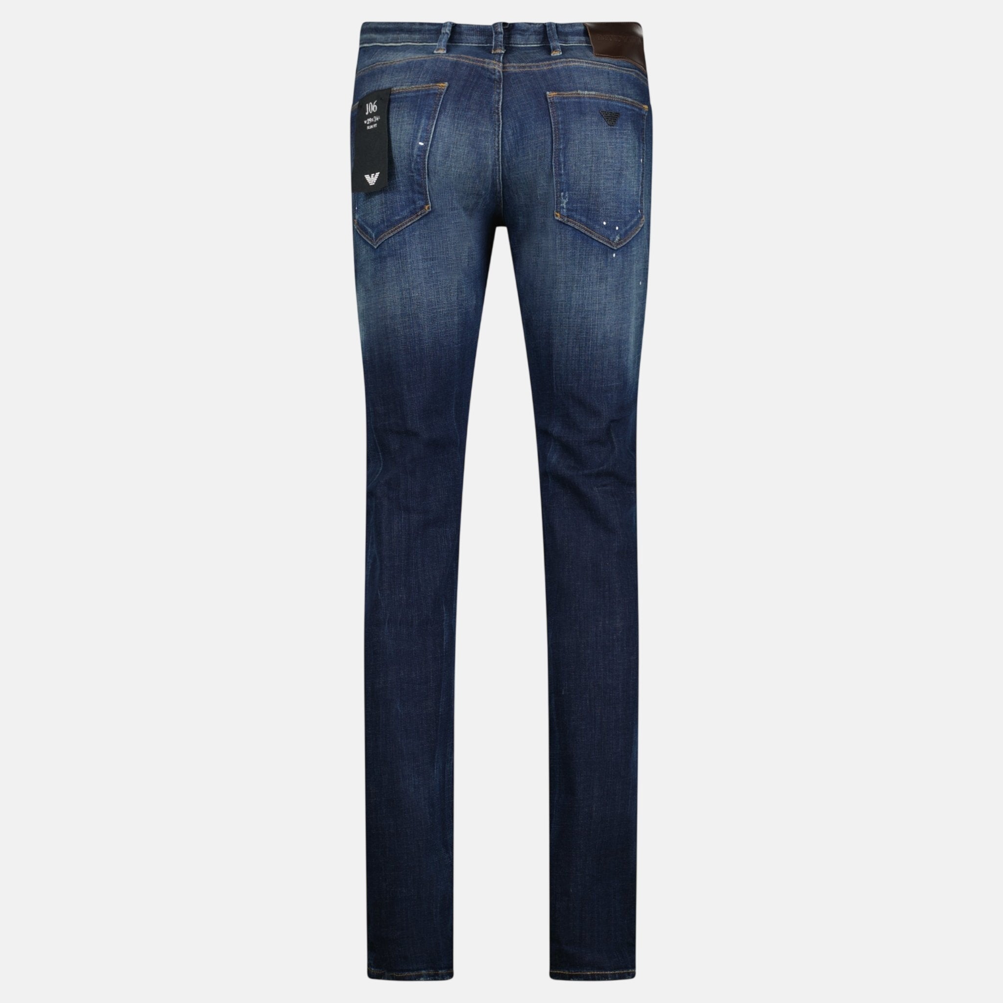 Emporio Armani J06 Slim Fit 5 Pocket Paint Splatter Jeans Blue - A4 - northern threads uk