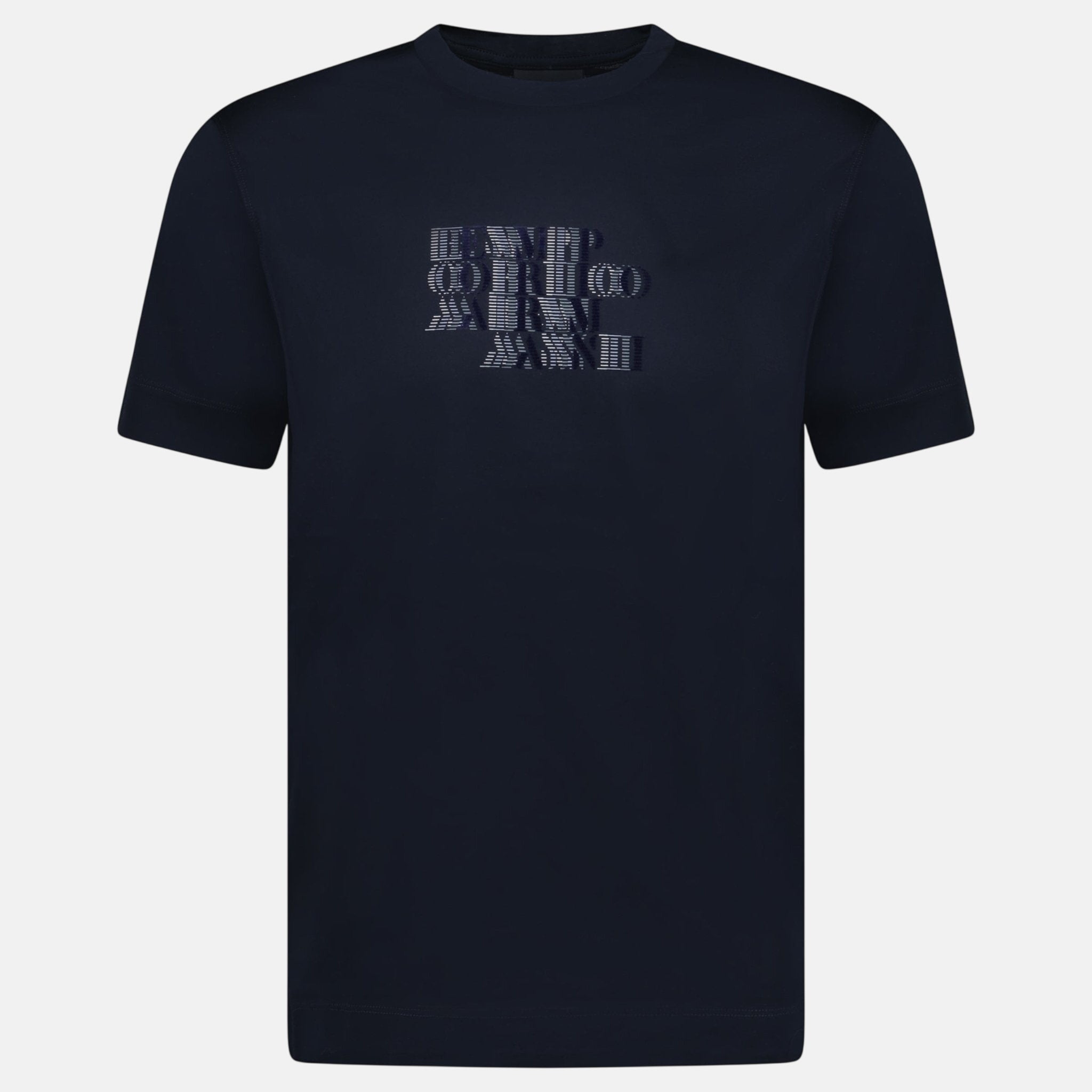 Emporio Armani Velvet Writing Logo Mercerised T-Shirt Navy - B11 - northern threads uk