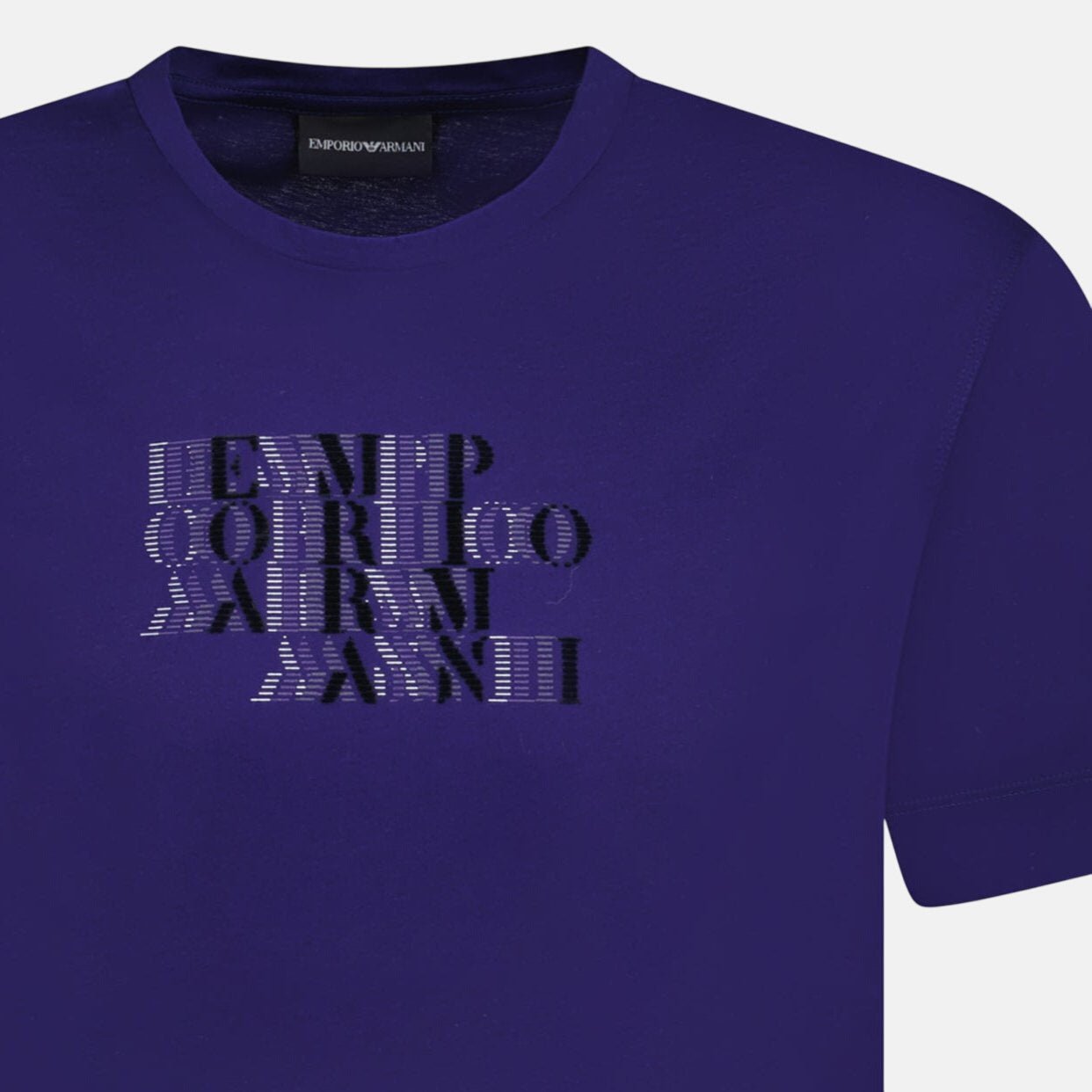 Emporio Armani Velvet Writing Logo Mercerised T-Shirt Purple - C63 - northern threads uk