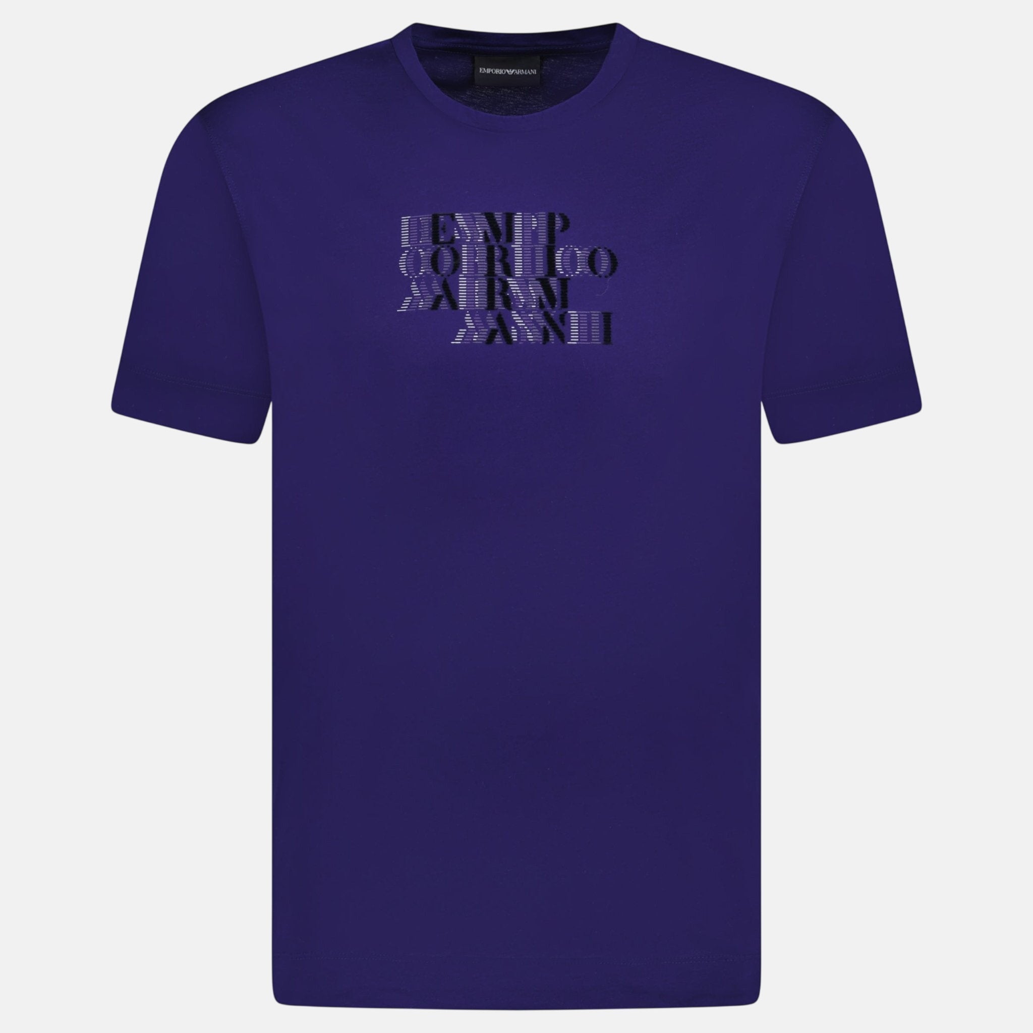 Emporio Armani Velvet Writing Logo Mercerised T-Shirt Purple - C63 - northern threads uk