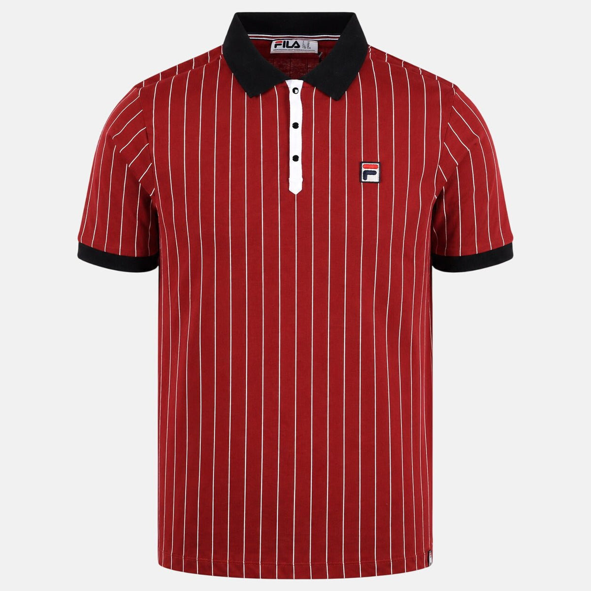 Fila BB1 Classic Striped Polo Shirt Sun Dried Tomato/Black/White | Northern Threads Designer Menswear