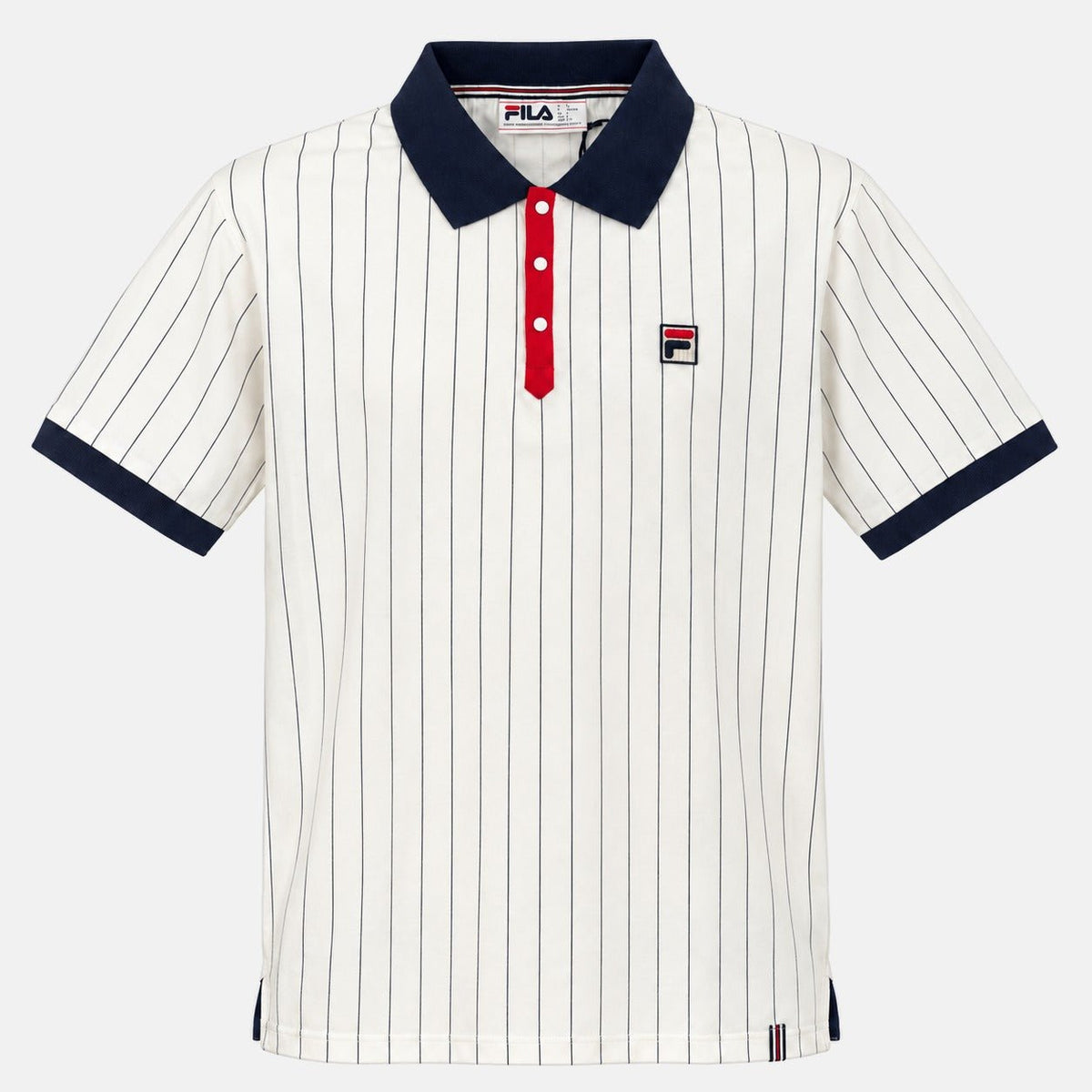 Fila BB1 Classic Striped Polo Shirt White/Navy/Fila Red | Northern Threads Designer Menswear