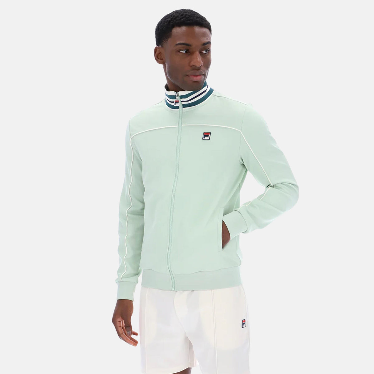 Fila Federico Tipped Neck Track Top Jacket Surf Spray | Northern Threads Designer Menswear
