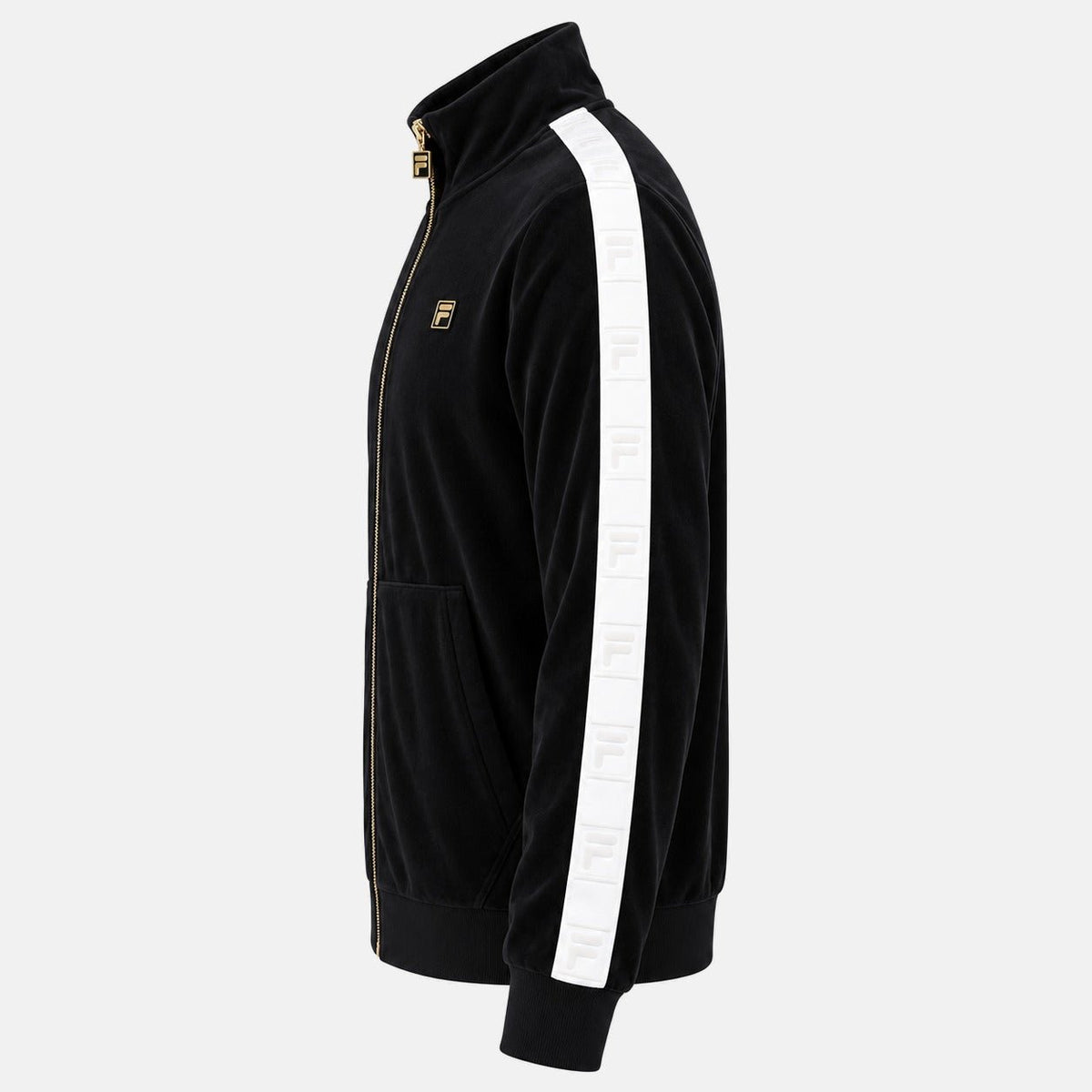 Fila Gold Bosco Velour Track Top Jacket Black | Northern Threads Designer Menswear