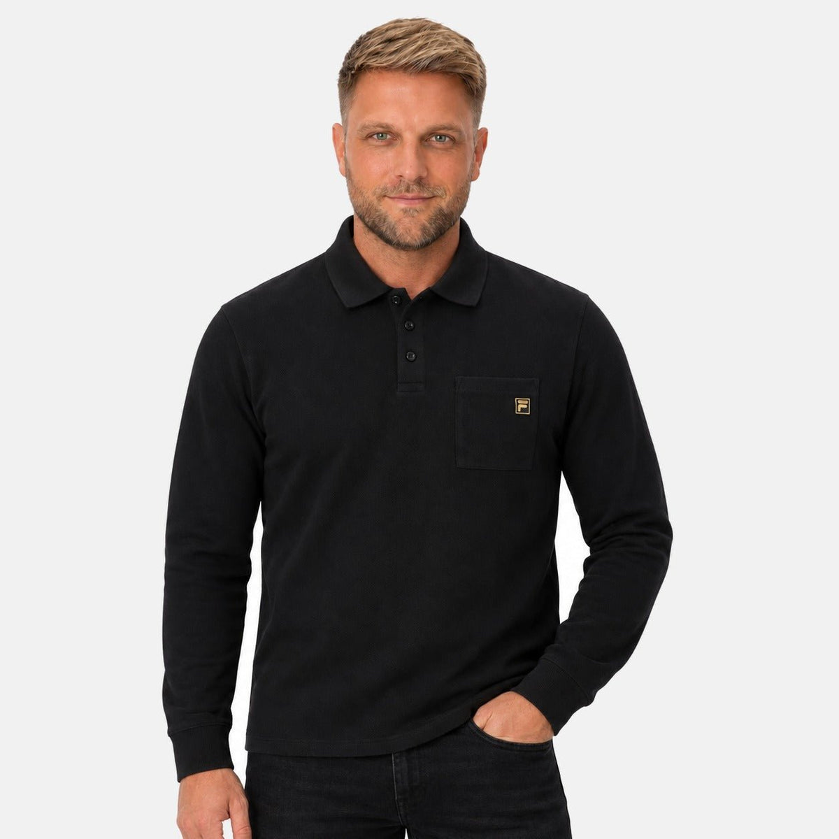 Fila Gold Dino Pocket Polo Shirt Black | Northern Threads Designer Menswear
