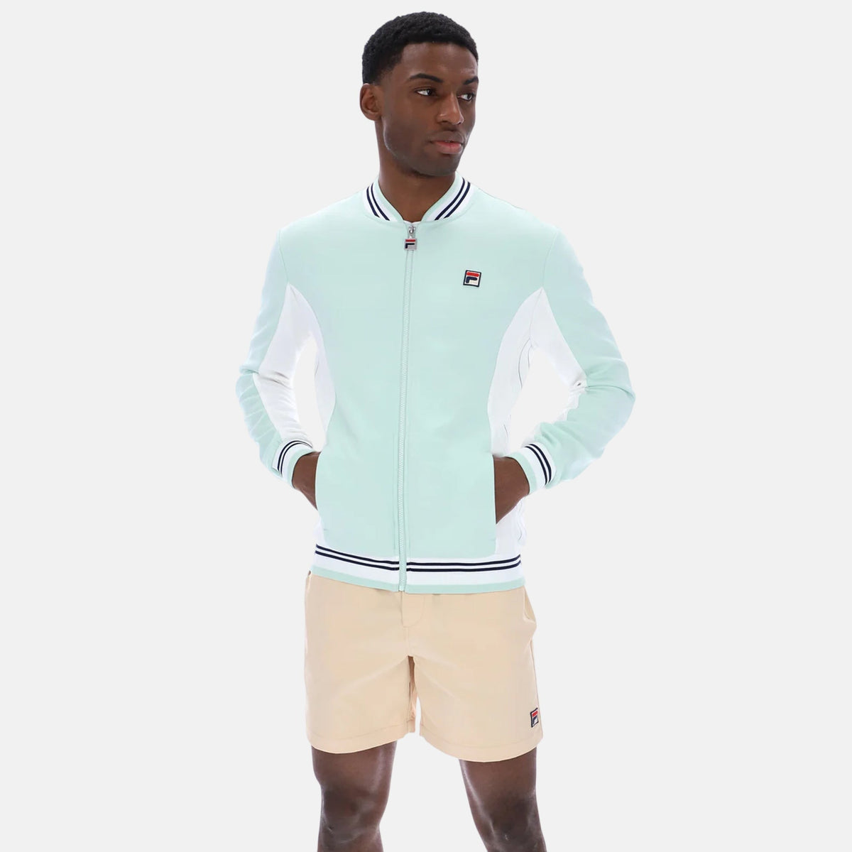 Fila Settanta Baseball Track Top Jacket Surf Spray White Fila Navy | Northern Threads Designer Menswear