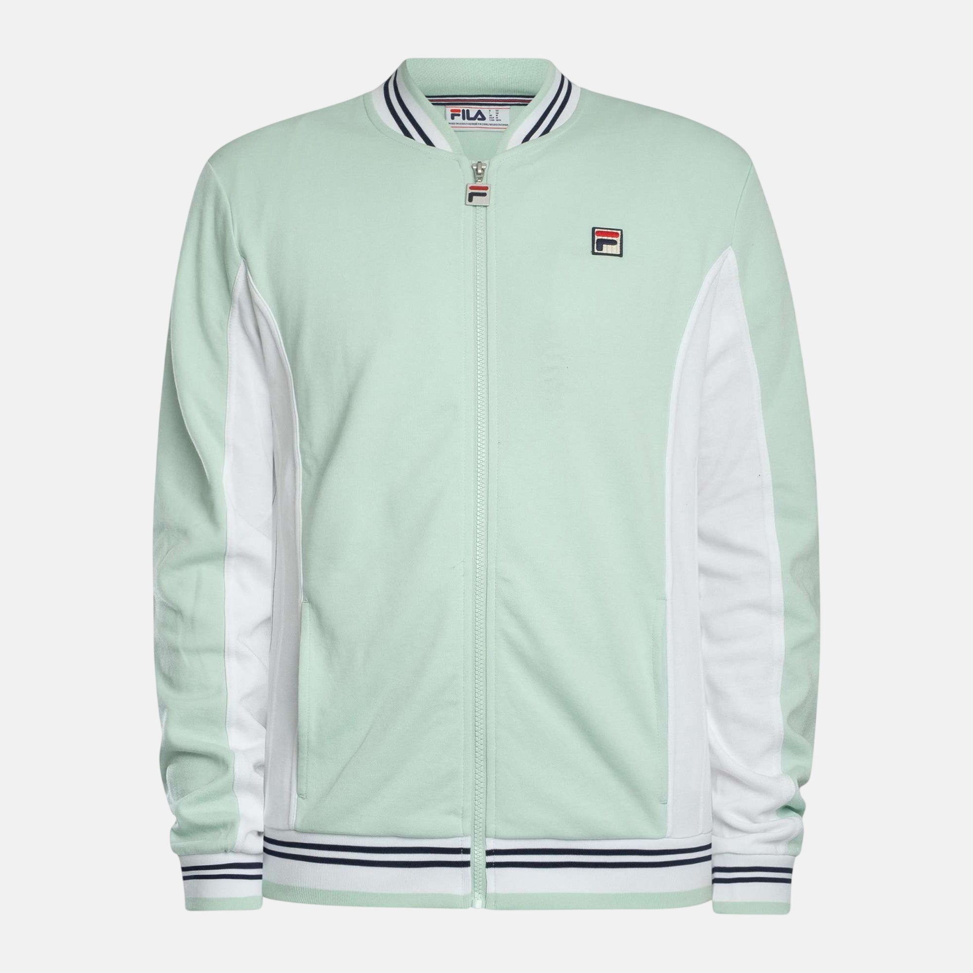 Fila Settanta Baseball Track Top Jacket Surf Spray White Fila Navy - SPR1135-M - northern threads uk