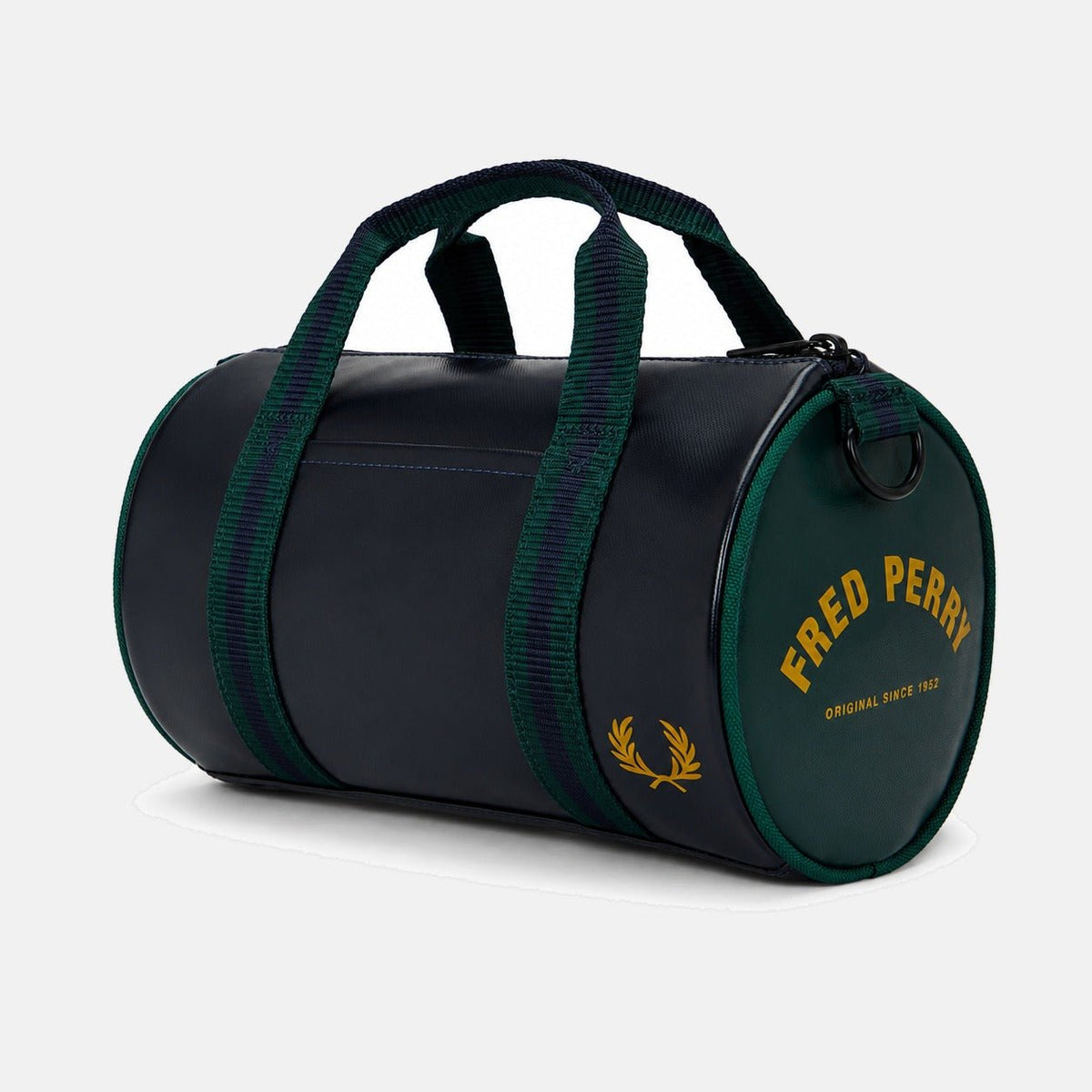 Fred Perry Classic Mini Barrel Bag Navy/Grassroots | Northern Threads Designer Menswear