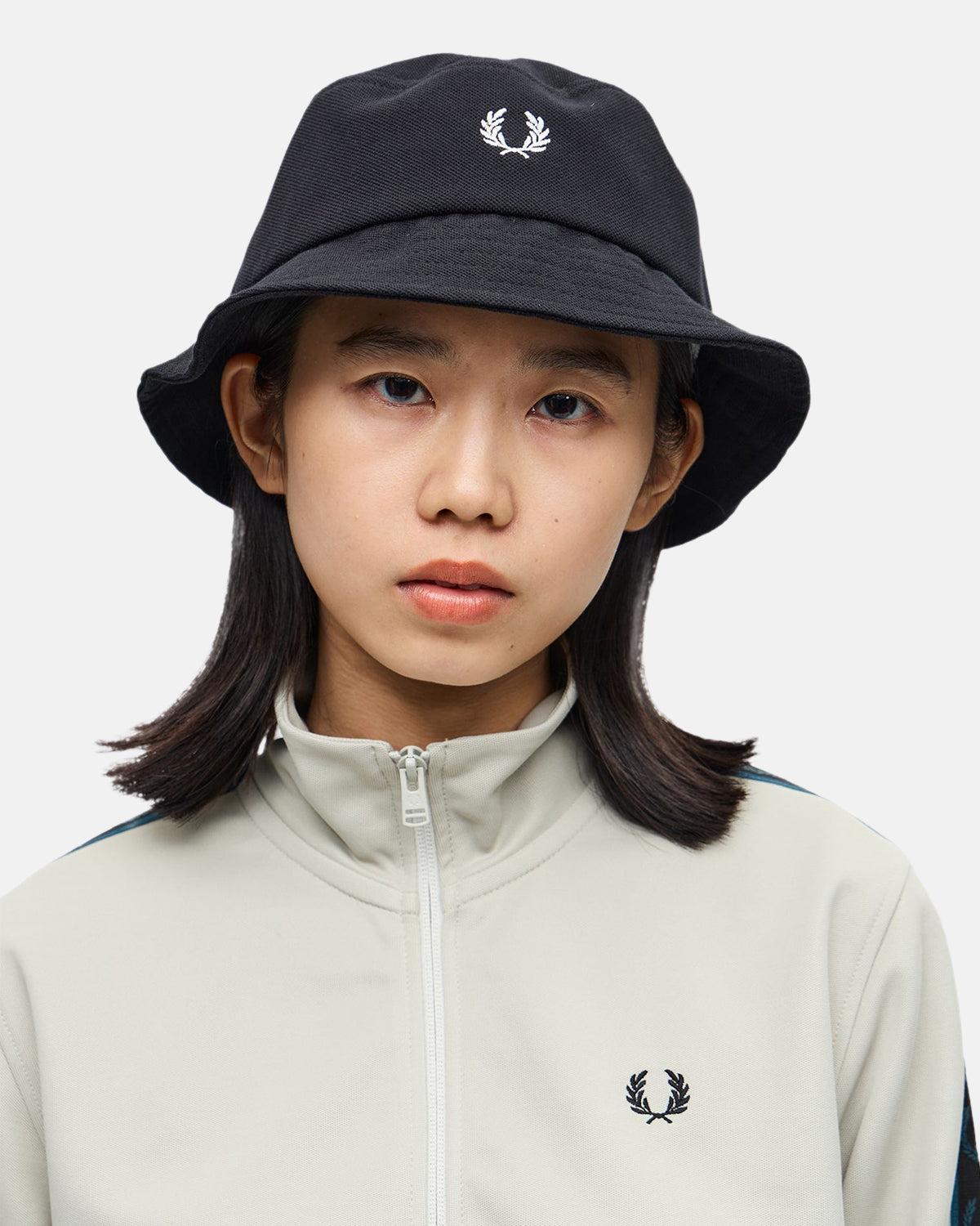 FRED PERRY CLASSIC PIQUE BUCKET HAT BLACK - northern threads